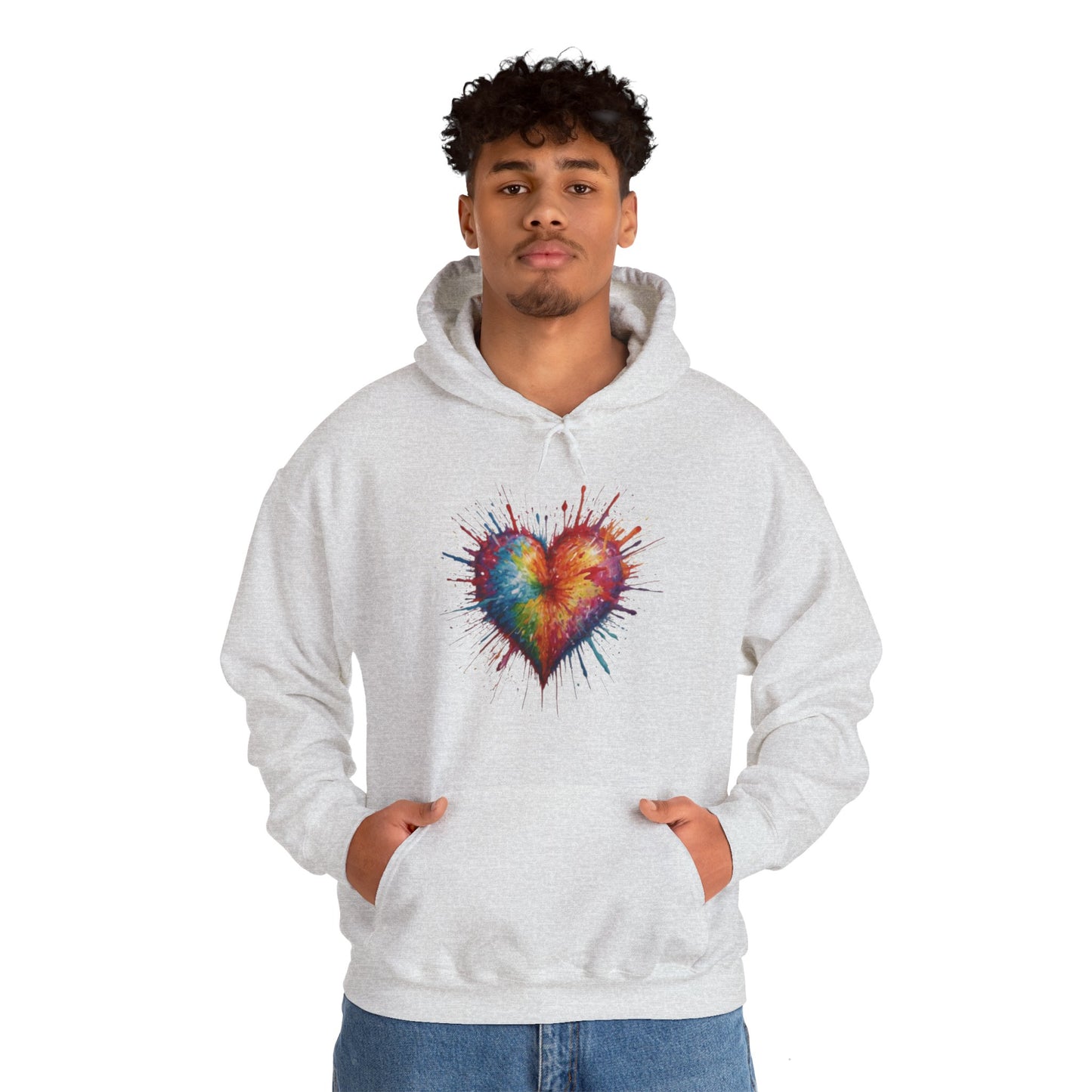 Colourful Messy Exploding Love Heart - Unisex Hooded Sweatshirt