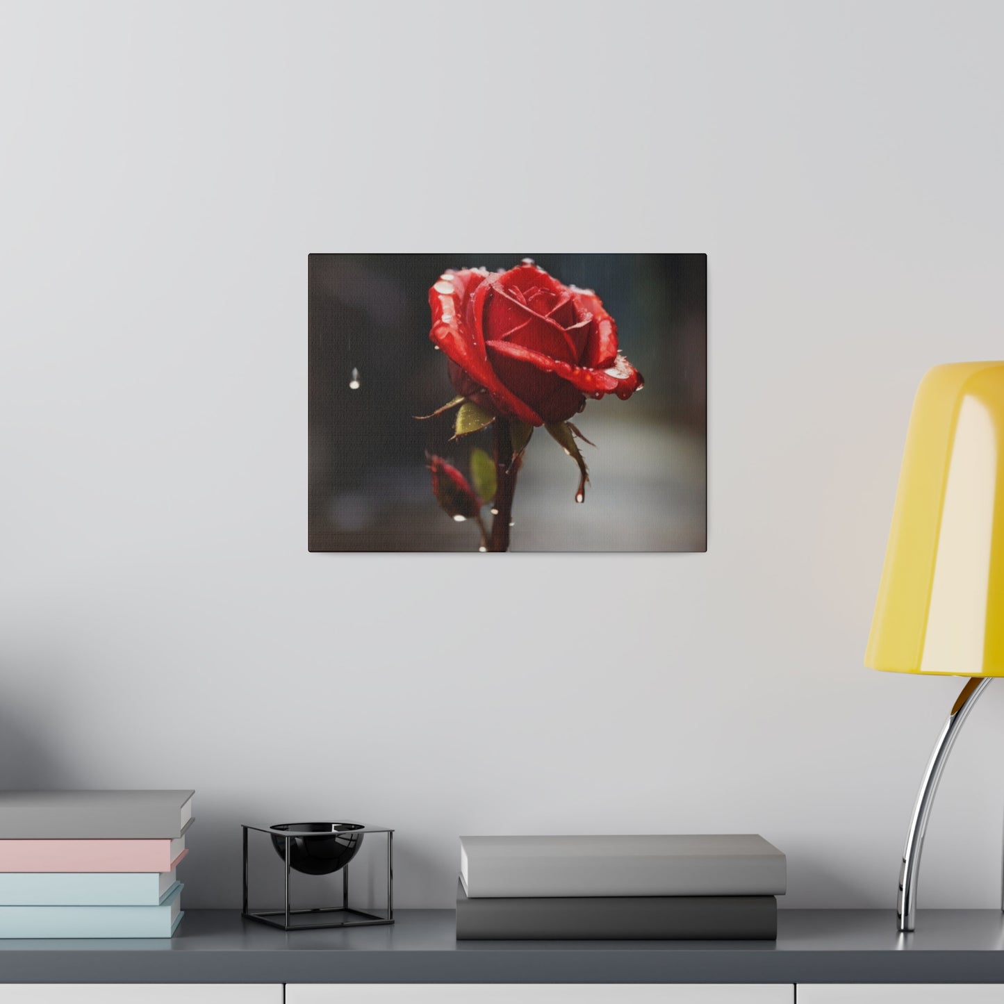 Red Rose Covered In Raindrops - Matte Canvas, Stretched, 0.75"