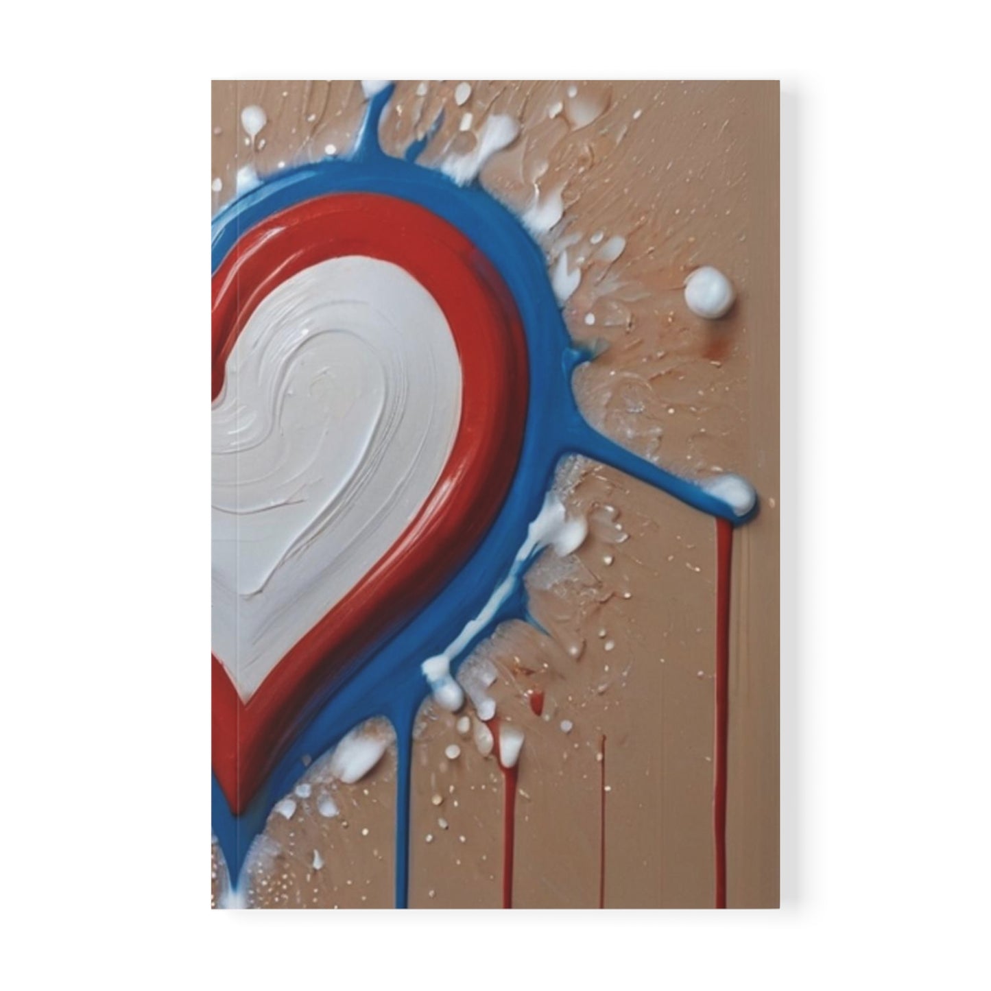 Red, White and Blue Love Heart - Softcover Notebook, A5