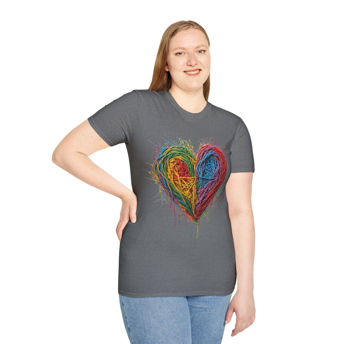 Multicoloured Scoubidou Heart - Unisex T-Shirt