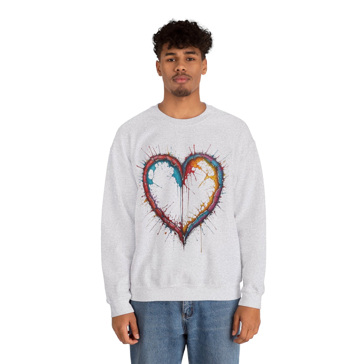 Hollow Colourful Messy Love Heart - Unisex Heavy Sweatshirt