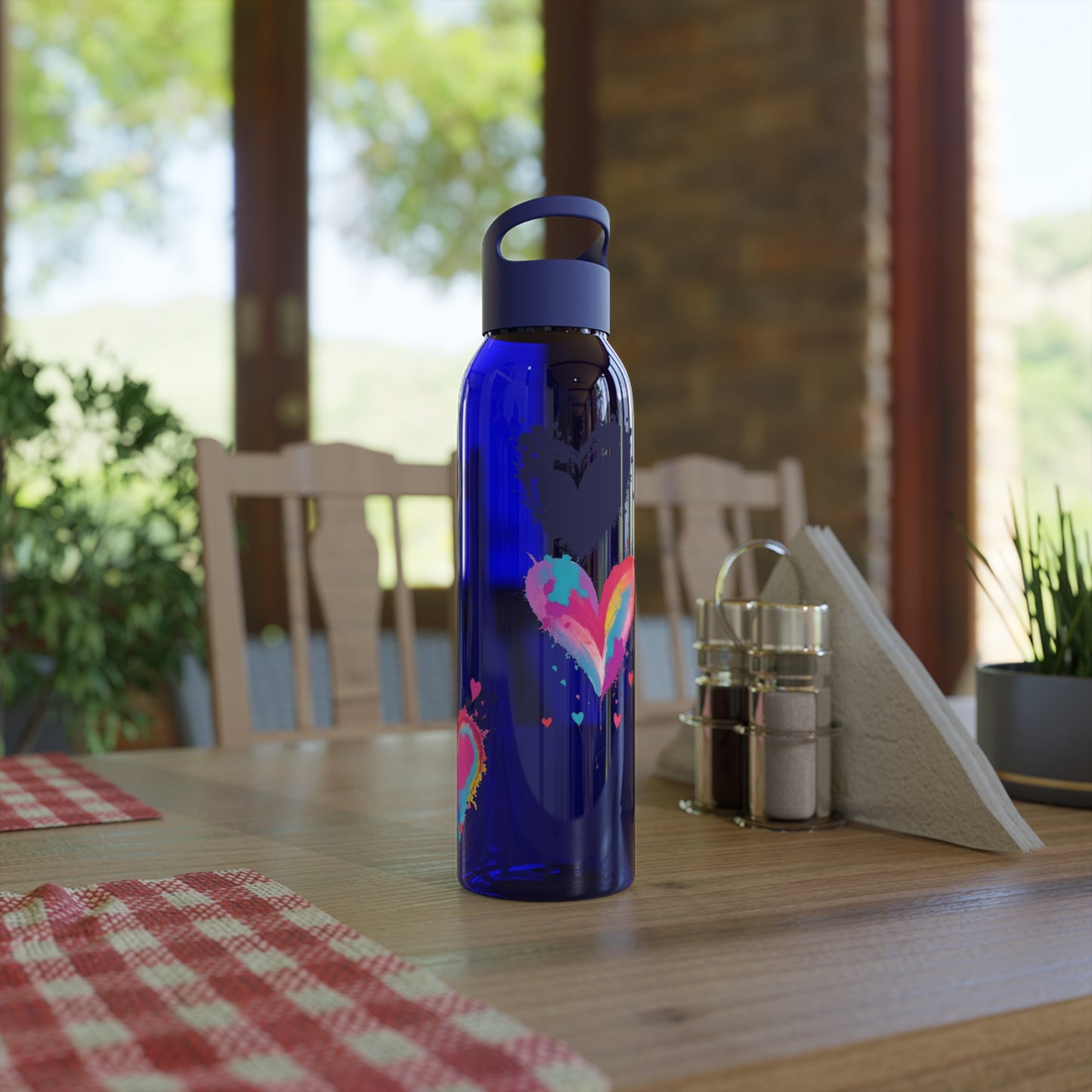 Colourful Love Hearts - Sky Water Bottle