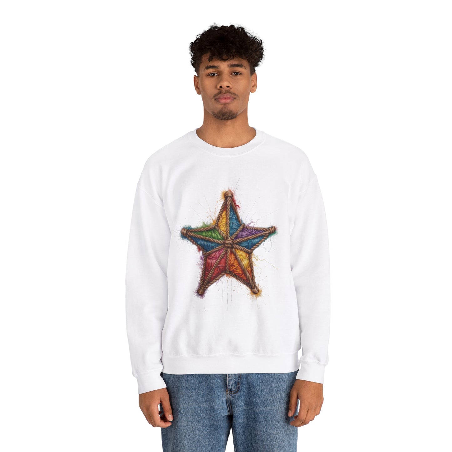 Multicoloured Star Rope Pattern - Unisex Crewneck Sweatshirt