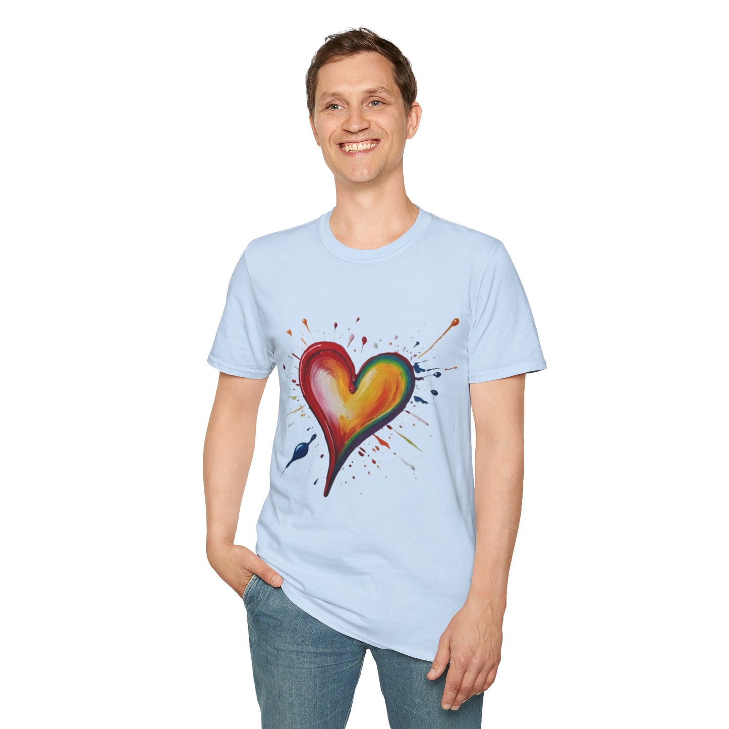 Messy Painted Colourful Slanted Love Heart - Unisex T-Shirt