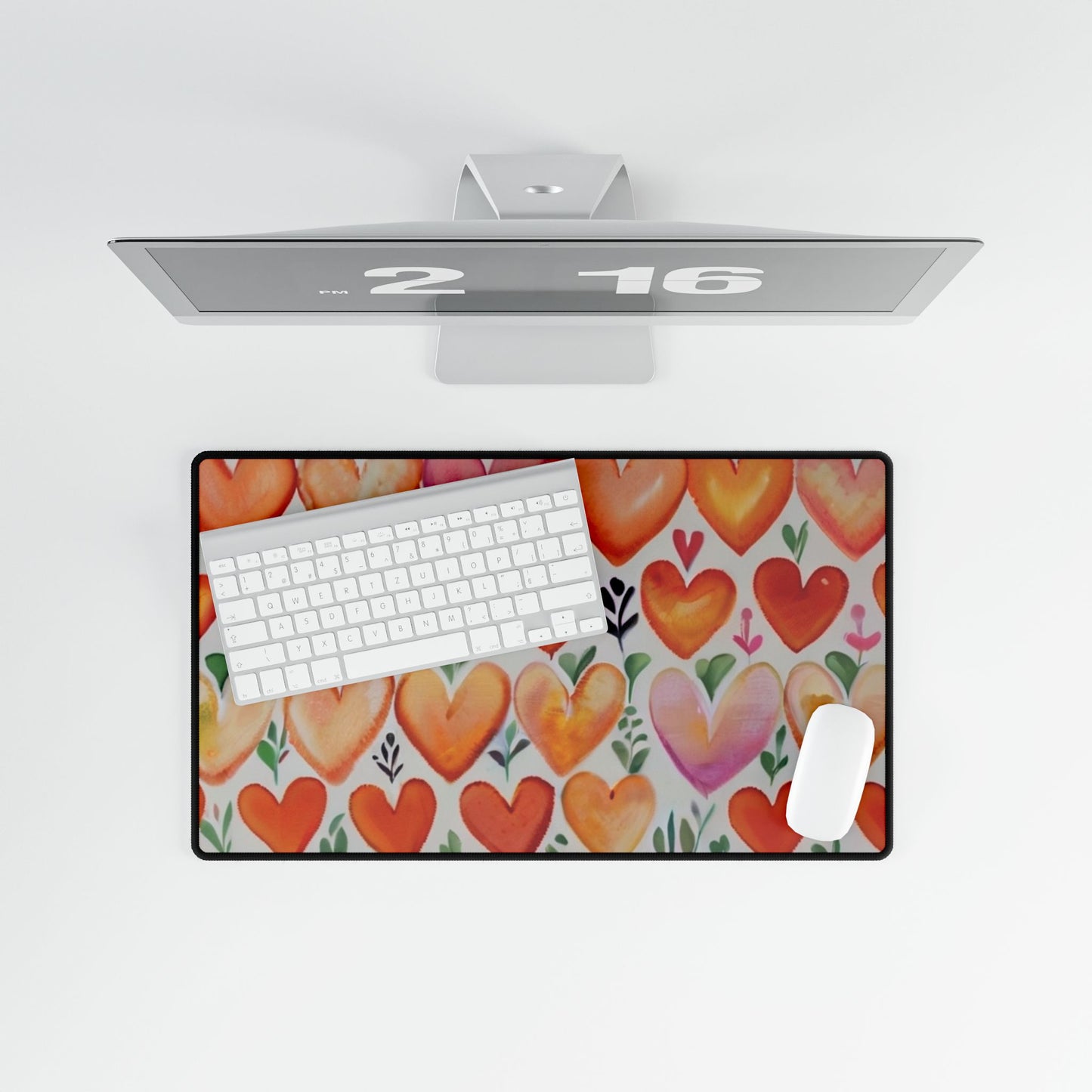 Peachy Love Hearts - Desk Mat