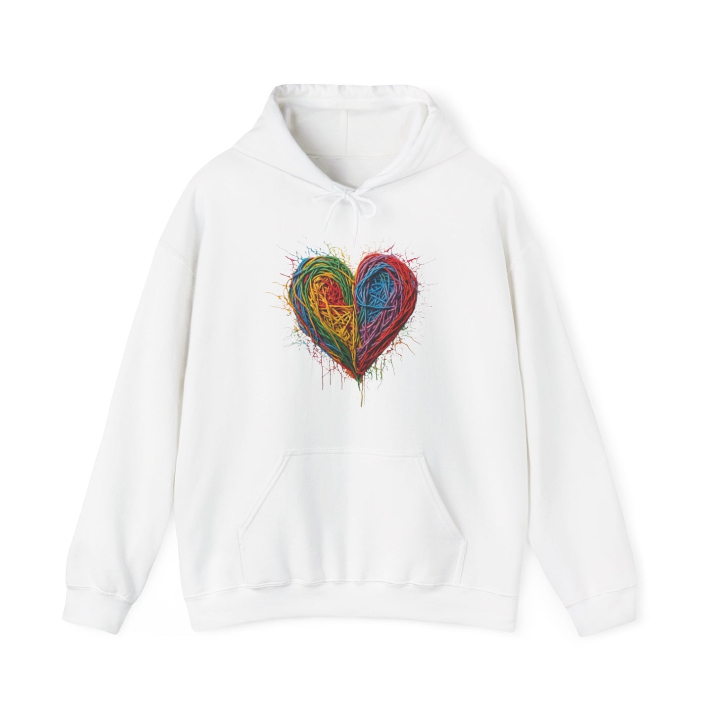 Multicoloured Scoubidou Love Heart - Unisex Hooded Sweatshirt