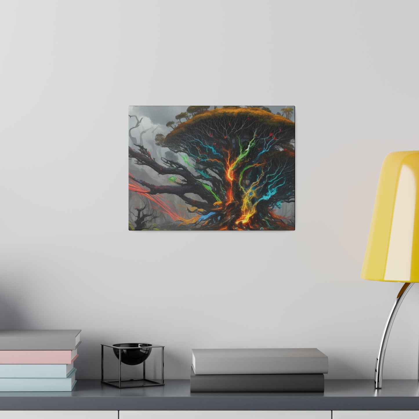 Colourful Lightning Bolts Among Large Trees - Matte Canvas, Stretched, 0.75"