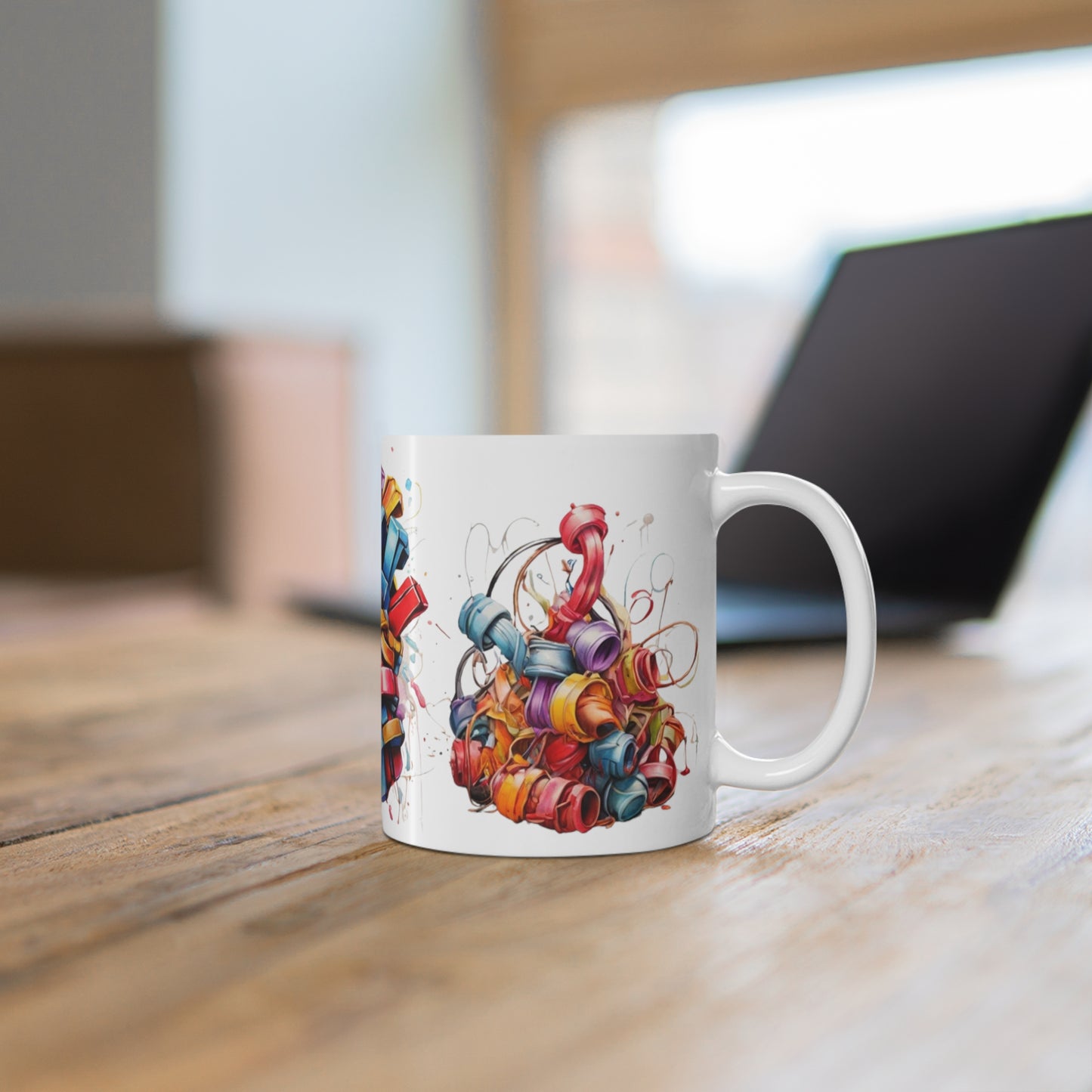 Colourful Messy Artwork Mug - Ceramic Coffee Mug 11oz