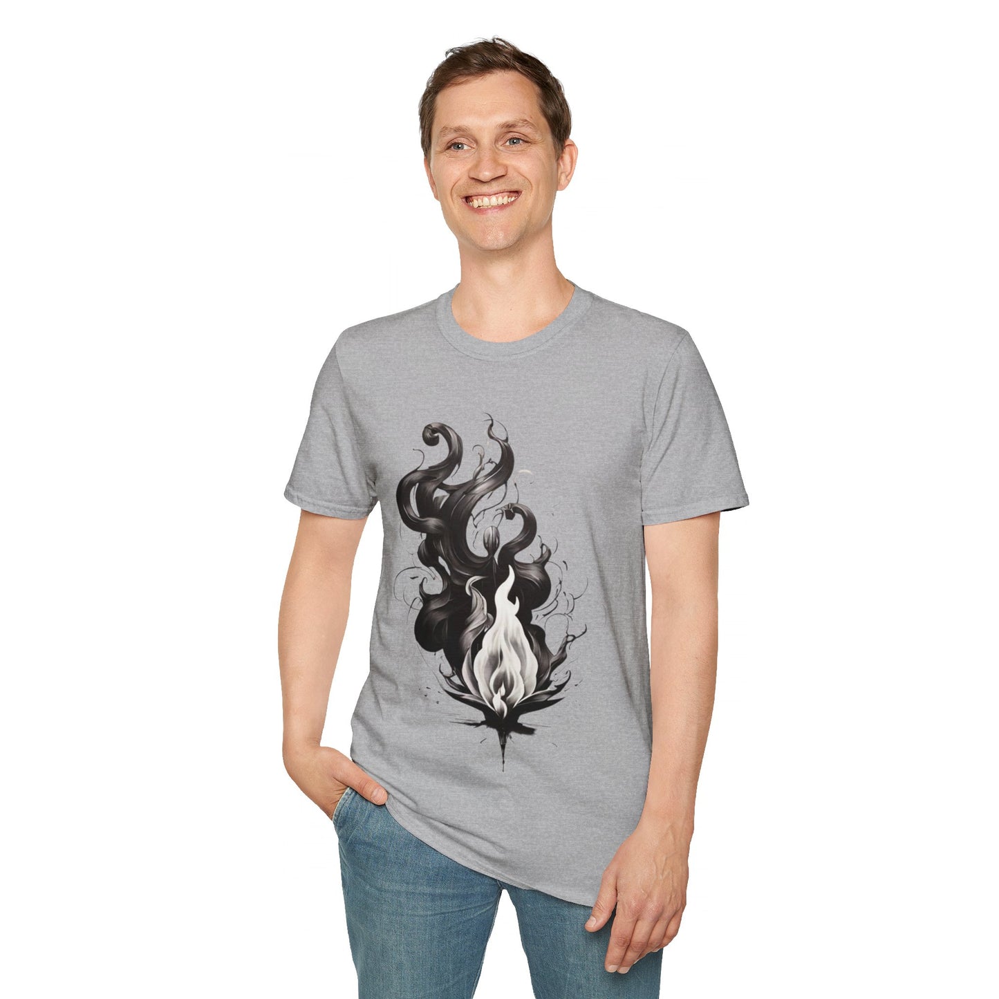 Black and White Flame - Unisex T-Shirt