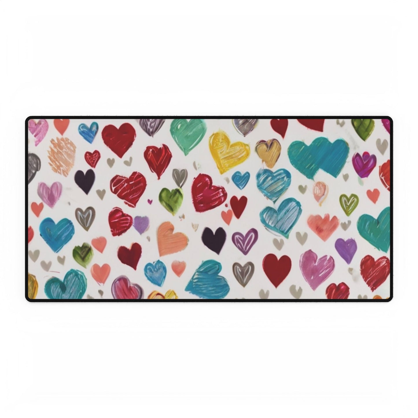 Sketched Colourful Small Love Hearts - Desk Mats