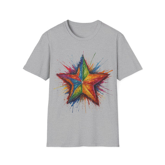 Burning Multicoloured Star - Unisex T-Shirt