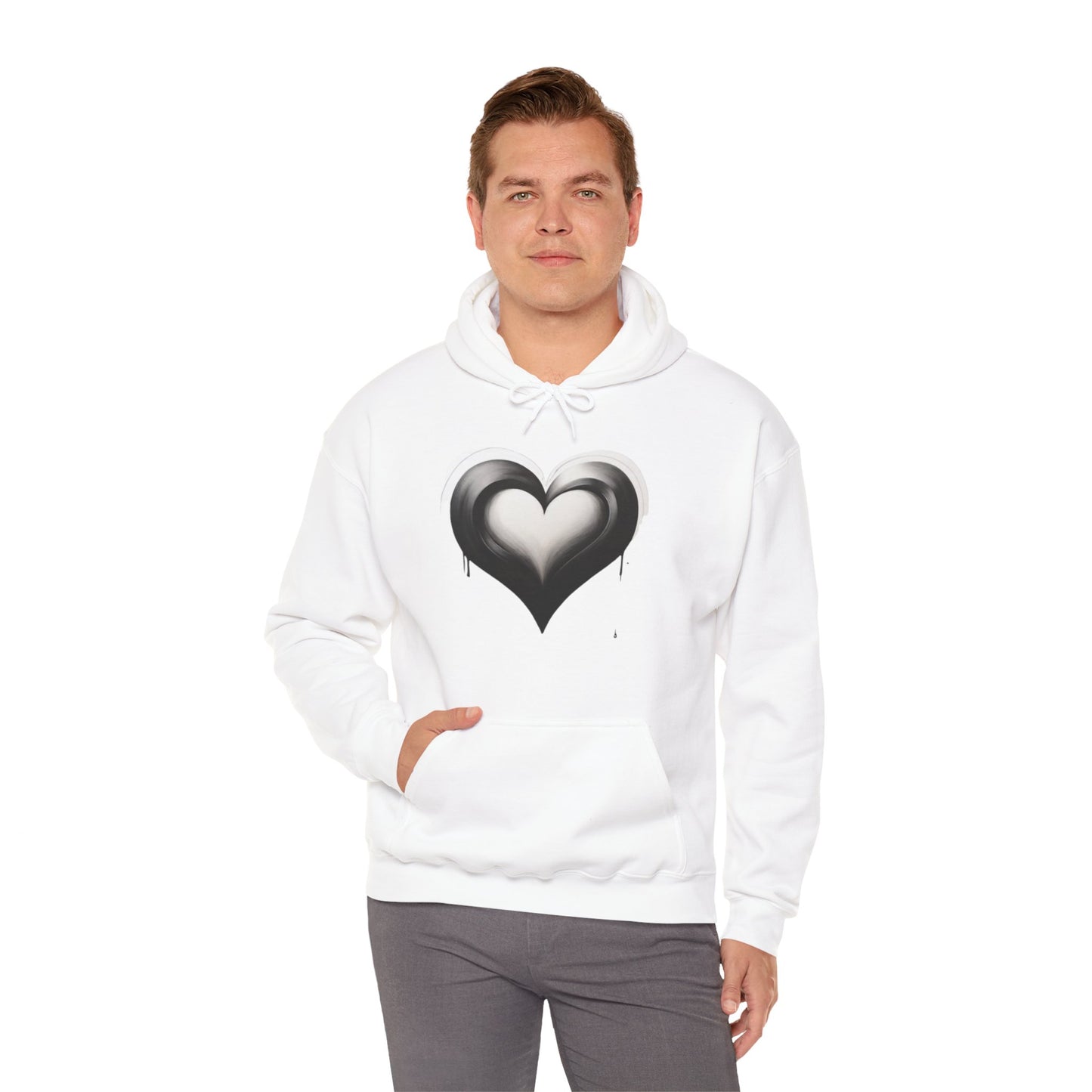 Black and White Heart - Unisex Hooded Sweatshirt