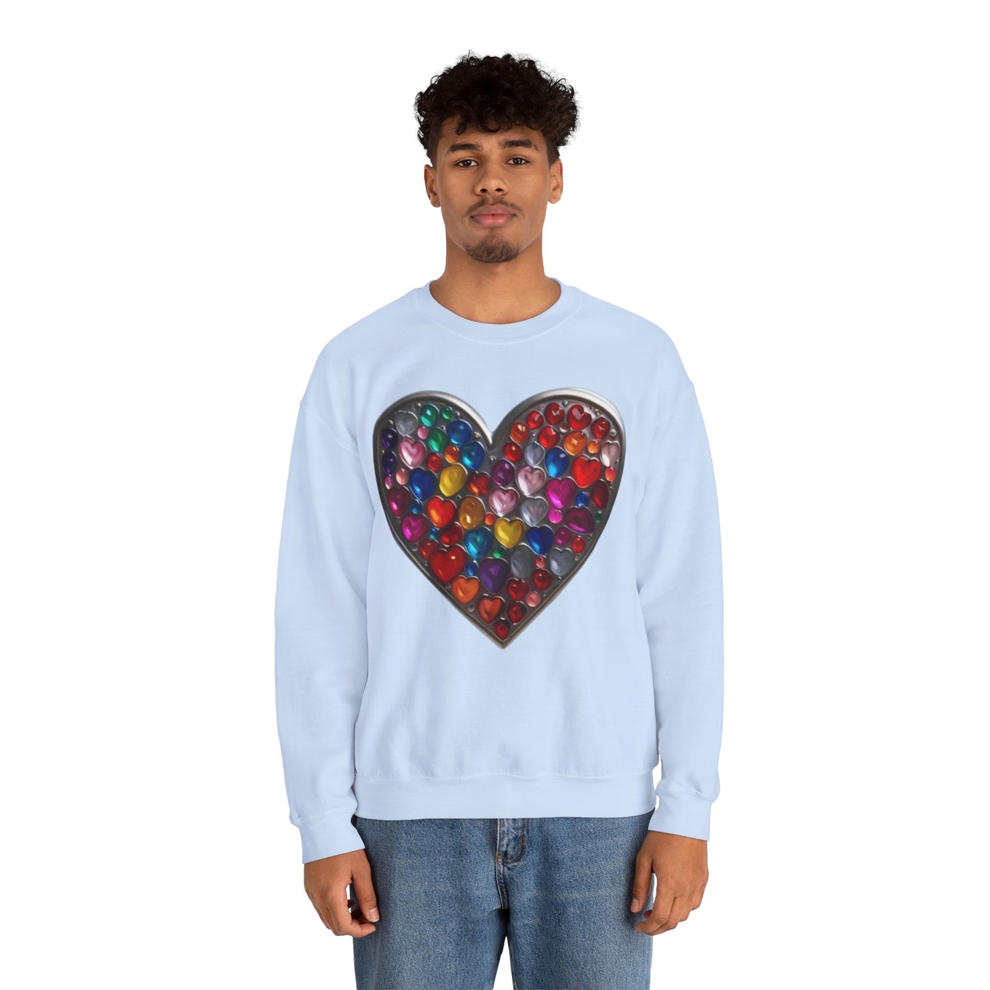 Multicoloured Silver Love Heart - Unisex Crewneck Sweatshirt