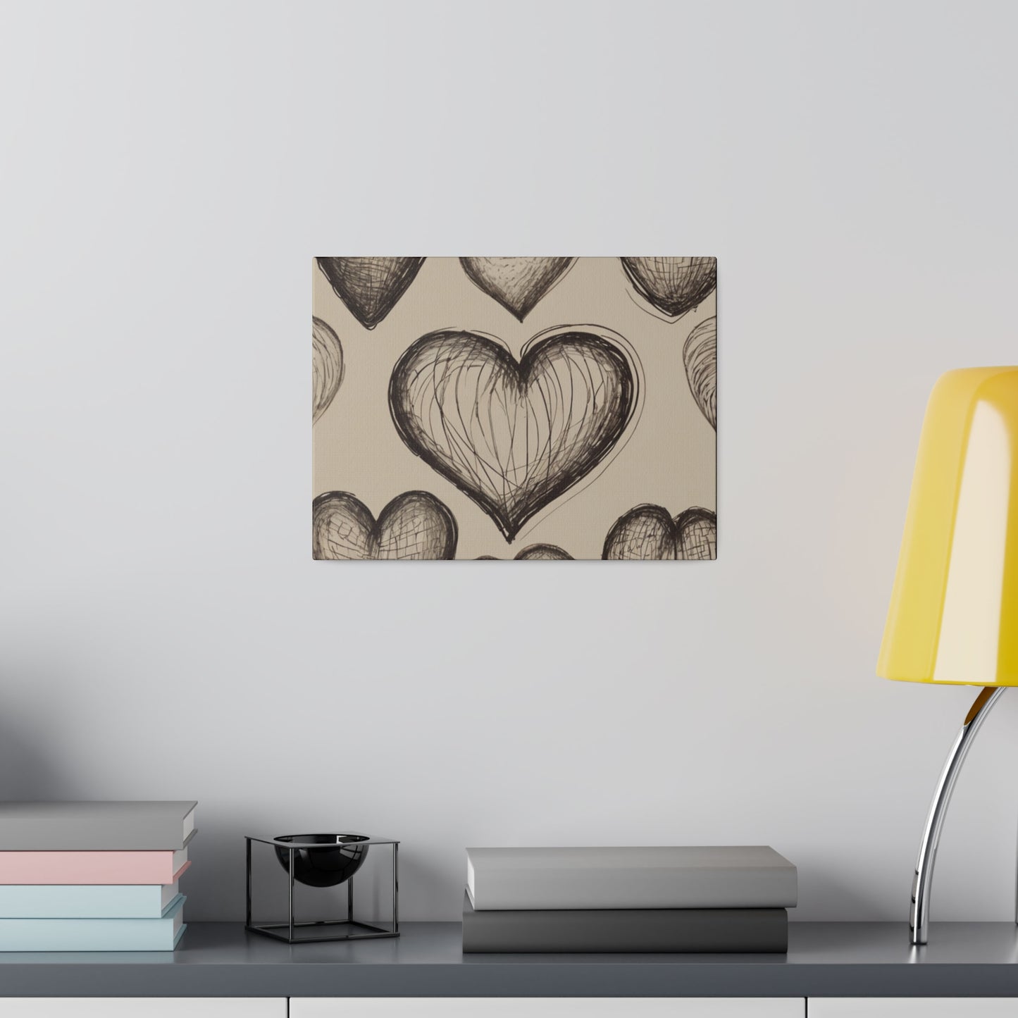 Sketched Love Hearts - Matte Canvas, Stretched, 0.75"