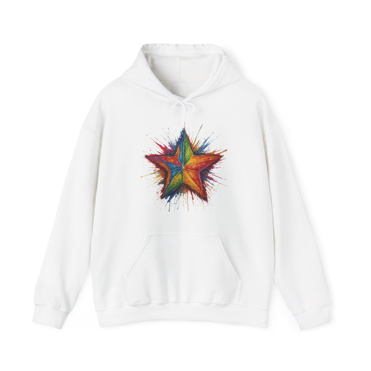 Burning Multicoloured Star - Unisex Hooded Sweatshirt