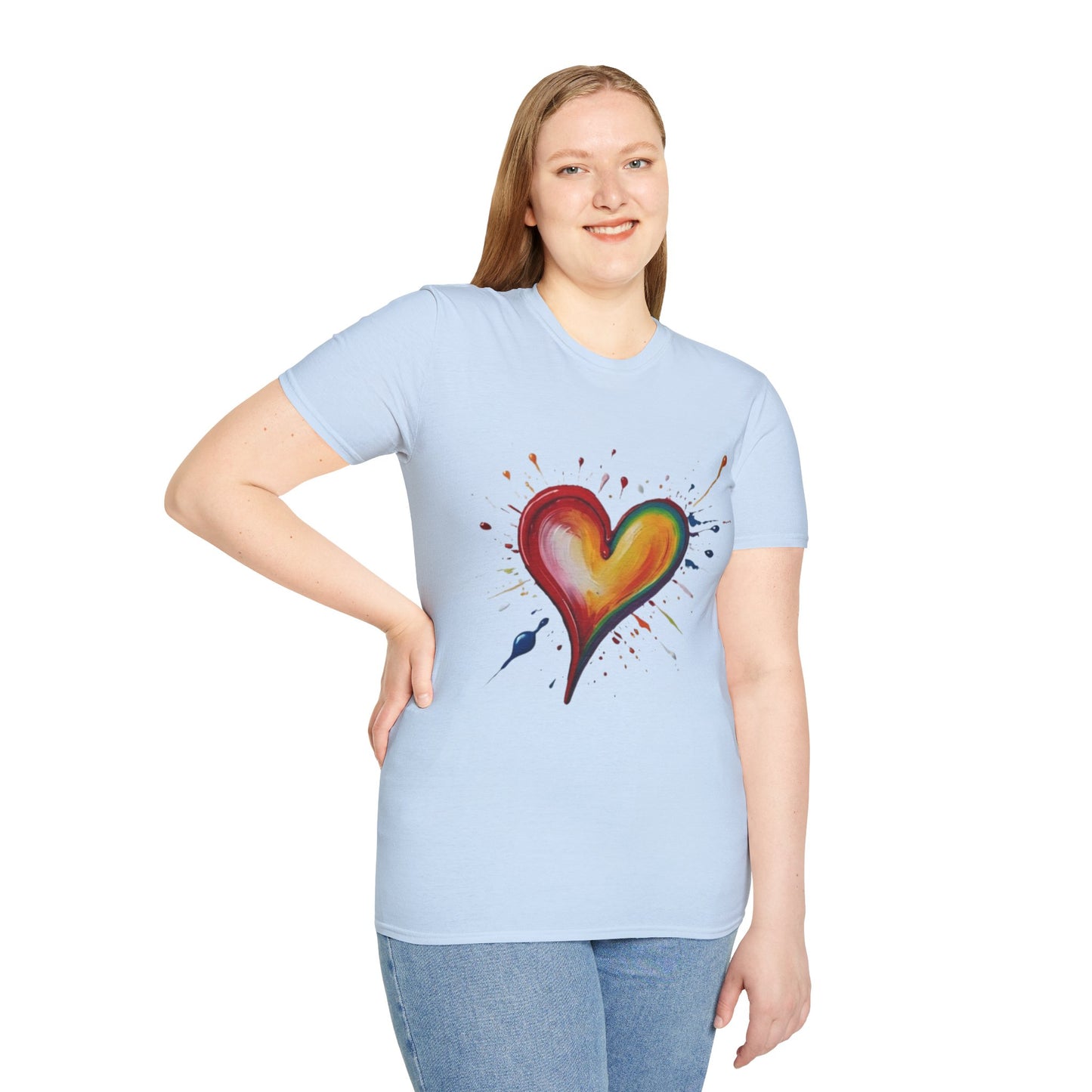 Messy Painted Colourful Slanted Love Heart - Unisex T-Shirt