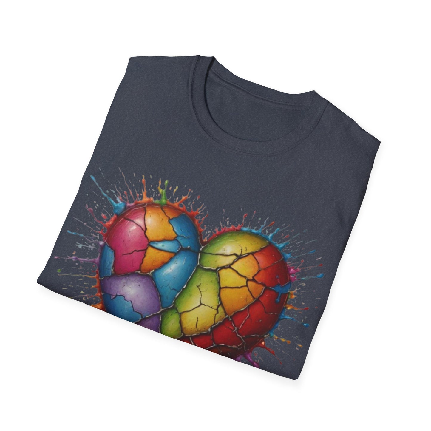 Colourful Messy Cracked Love Heart - Unisex T-Shirt