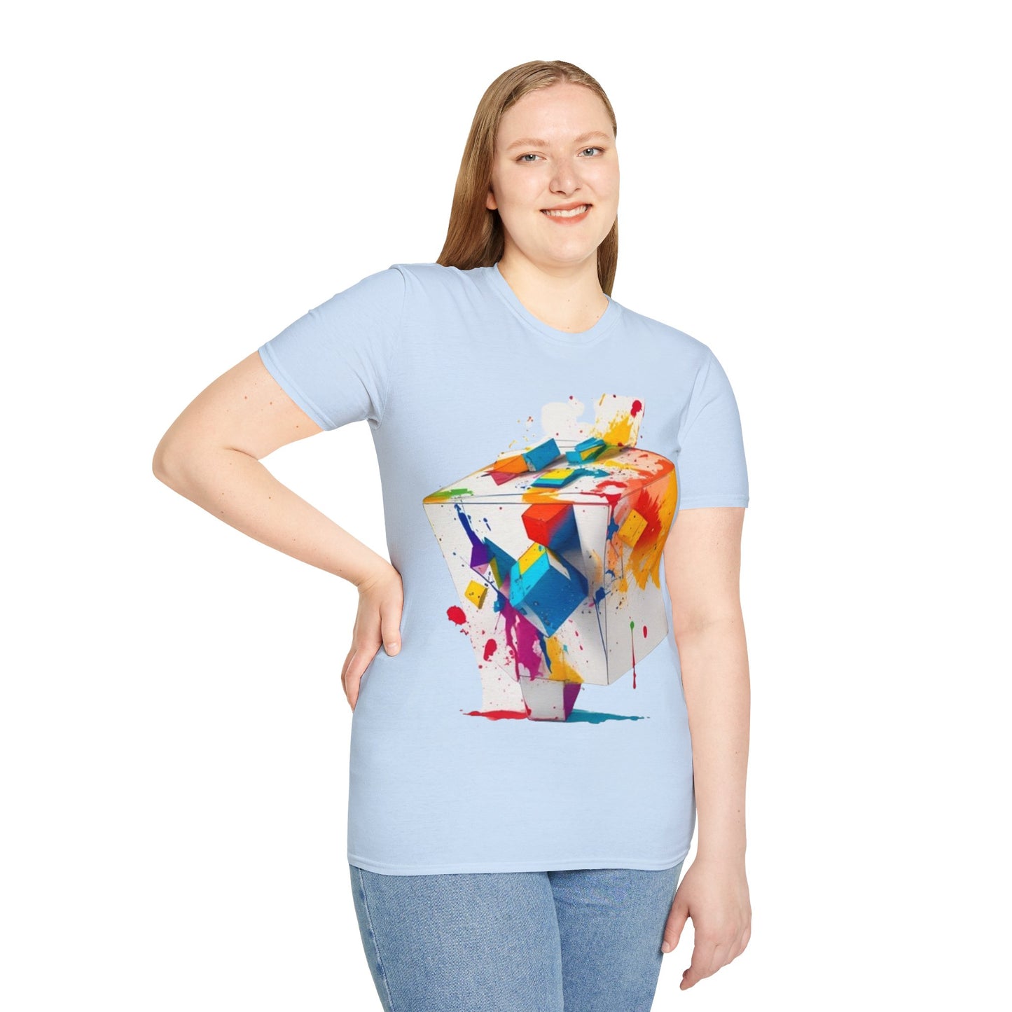 Messy Colourful 3D Cube - Unisex T-Shirt