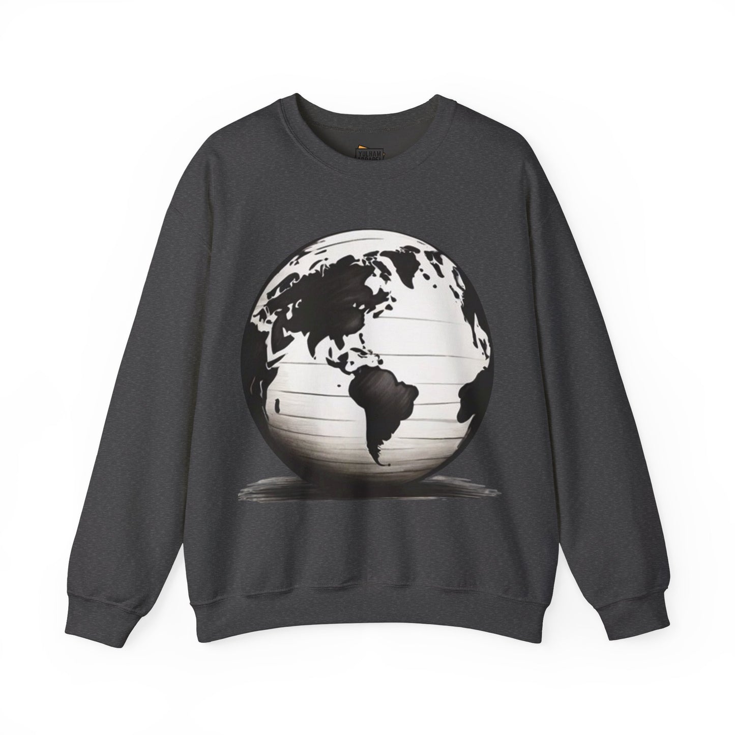 Black and White Earth Sphere - Unisex Crewneck Sweatshirt