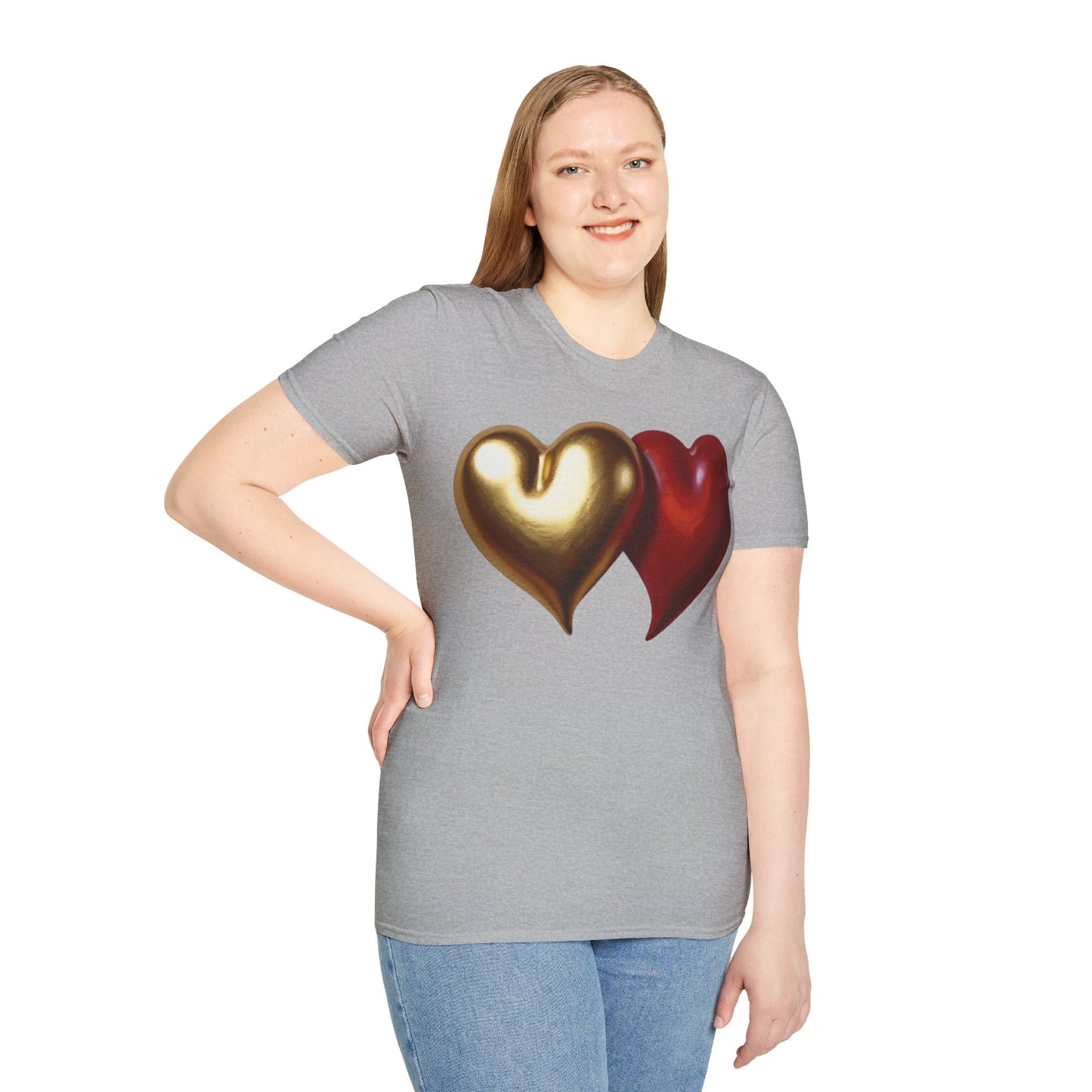 Gold And Red Love Heart - Unisex T-Shirt