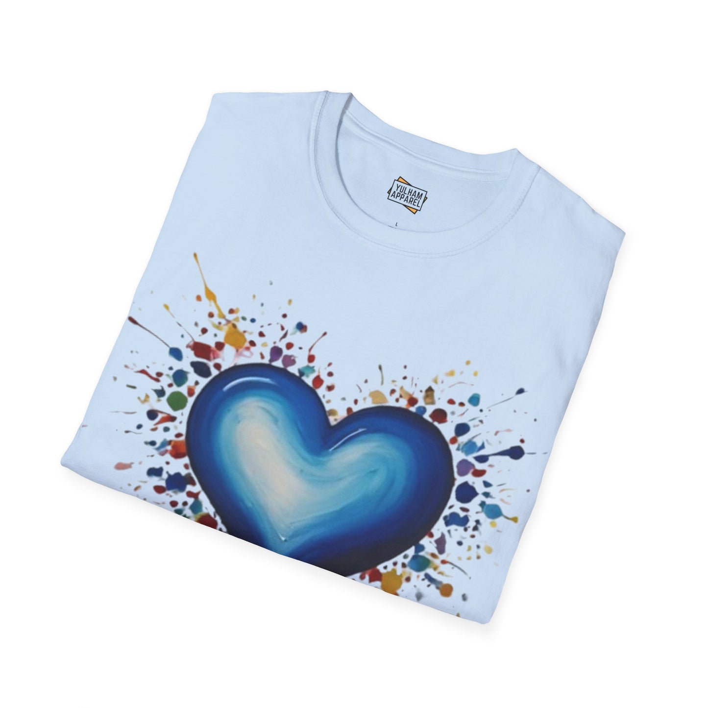 Messy Splatter Blue Love Heart - Unisex T-Shirt