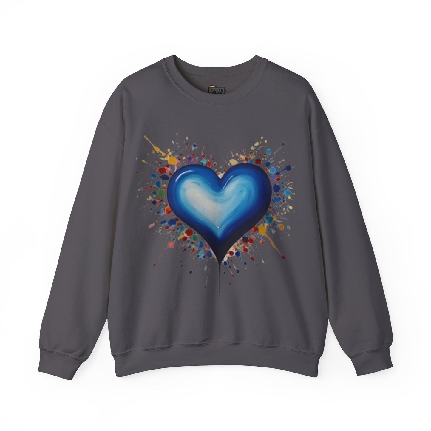 Messy Splatter Blue Love Heart - Unisex Crewneck Sweatshirt