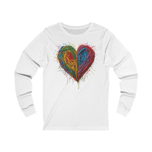 Multicoloured Scoubidou Love Heart - Unisex Long Sleeve T-Shirt