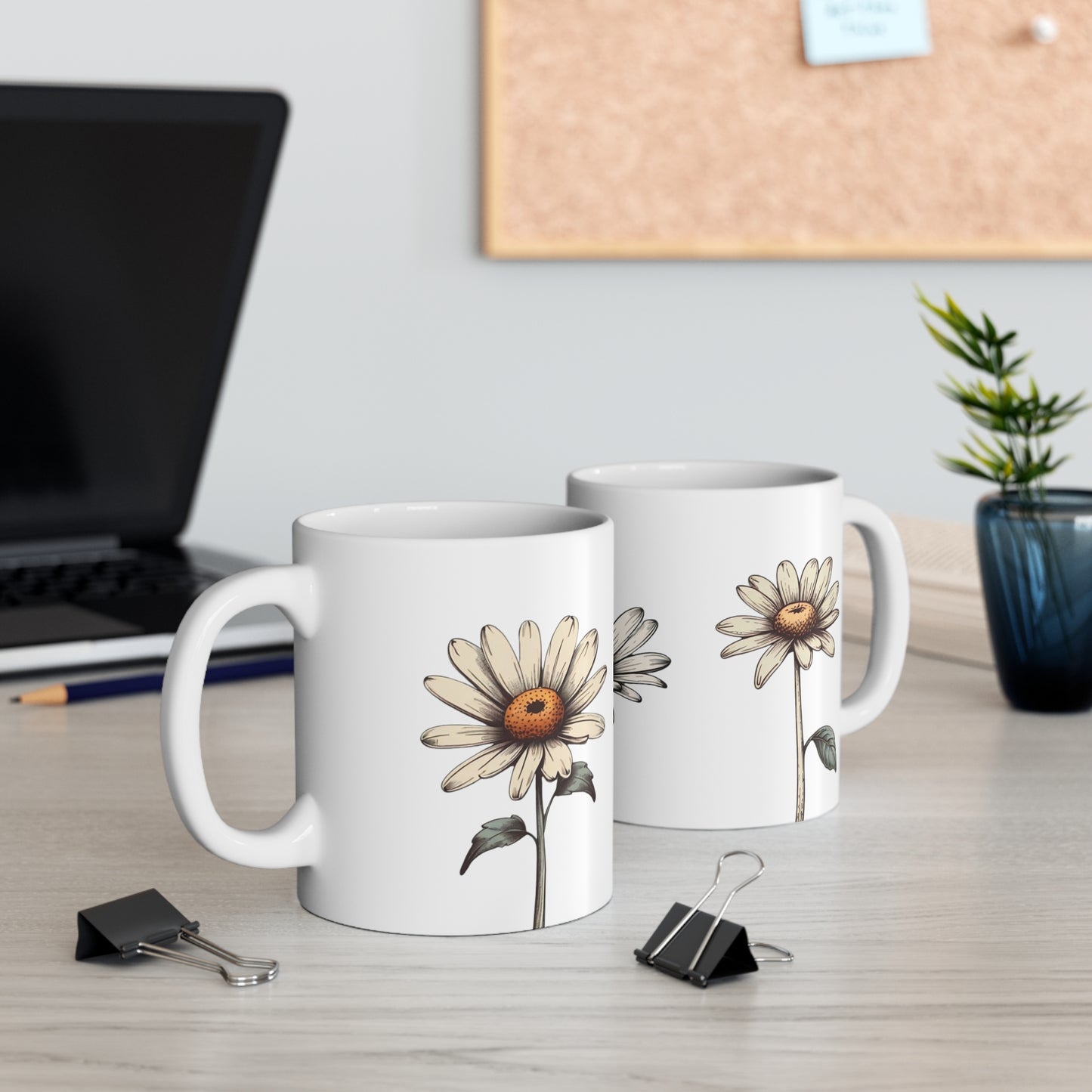 Daisy Flowers Mug - Ceramic Coffee Mug 11oz