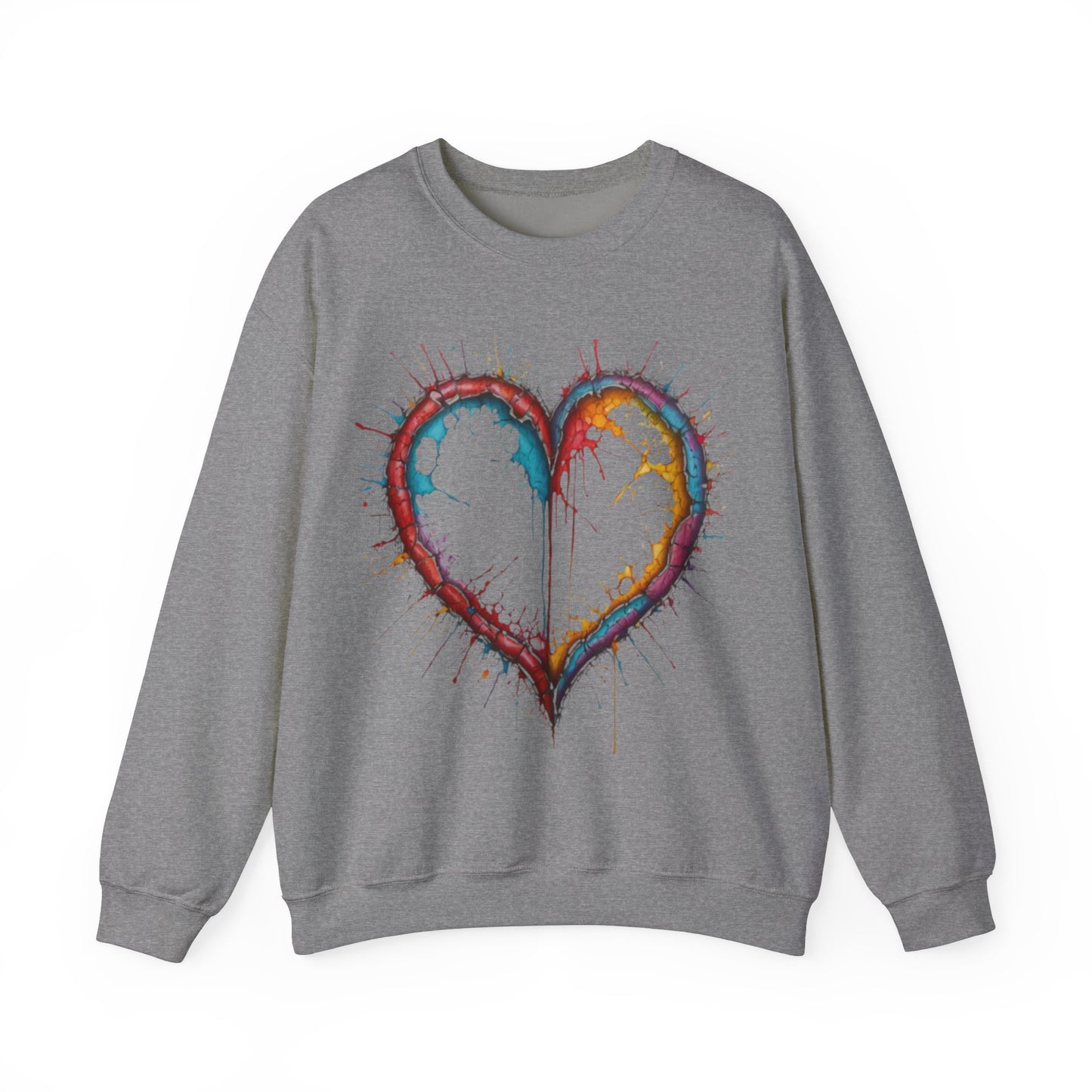 Hollow Colourful Messy Love Heart - Unisex Heavy Sweatshirt