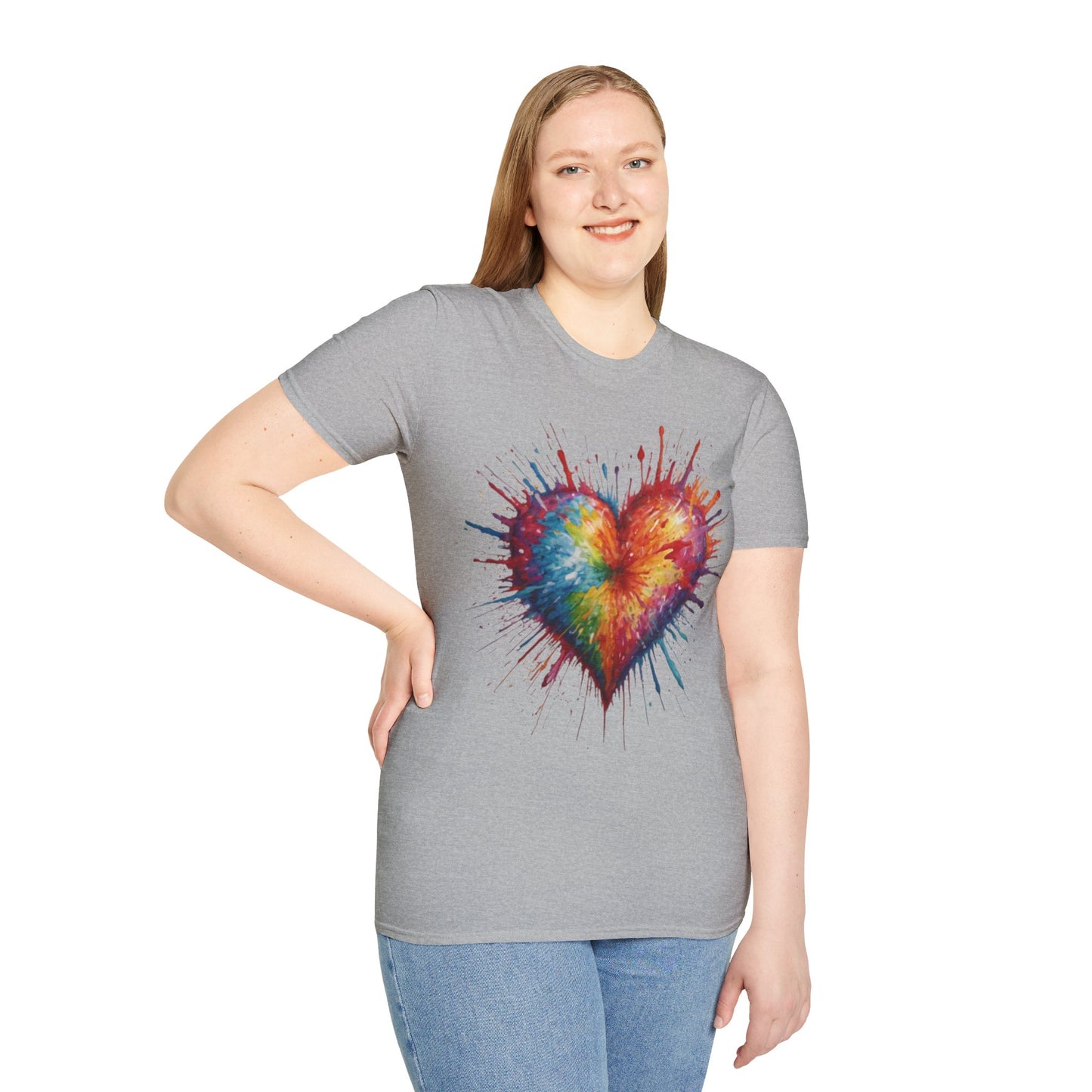 Colourful Messy Exploding Love Heart - Unisex T-Shirt