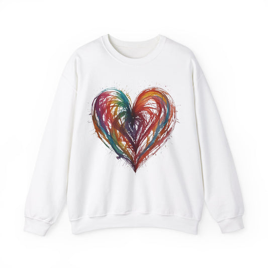 Colourful Messy Lines Transparent Love Heart - Unisex Crewneck Sweatshirt