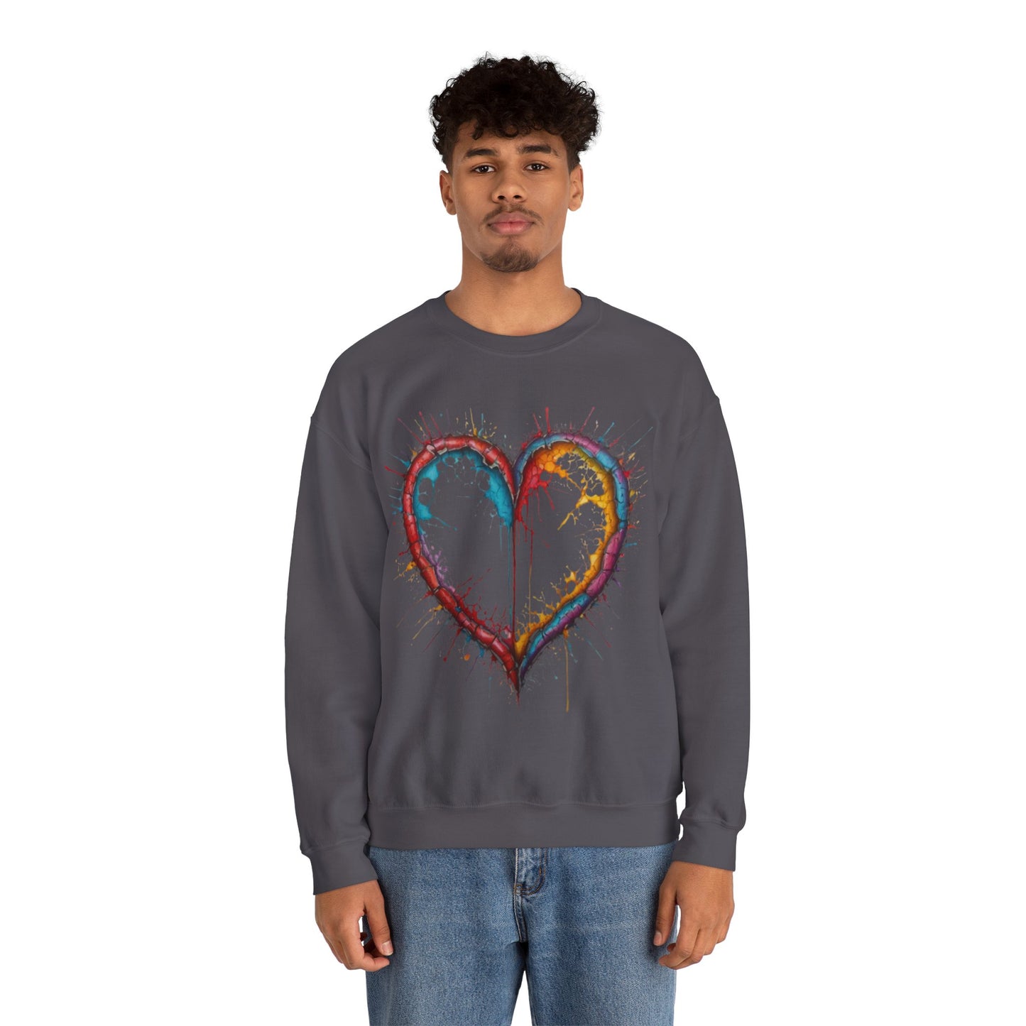 Hollow Colourful Messy Love Heart - Unisex Heavy Sweatshirt