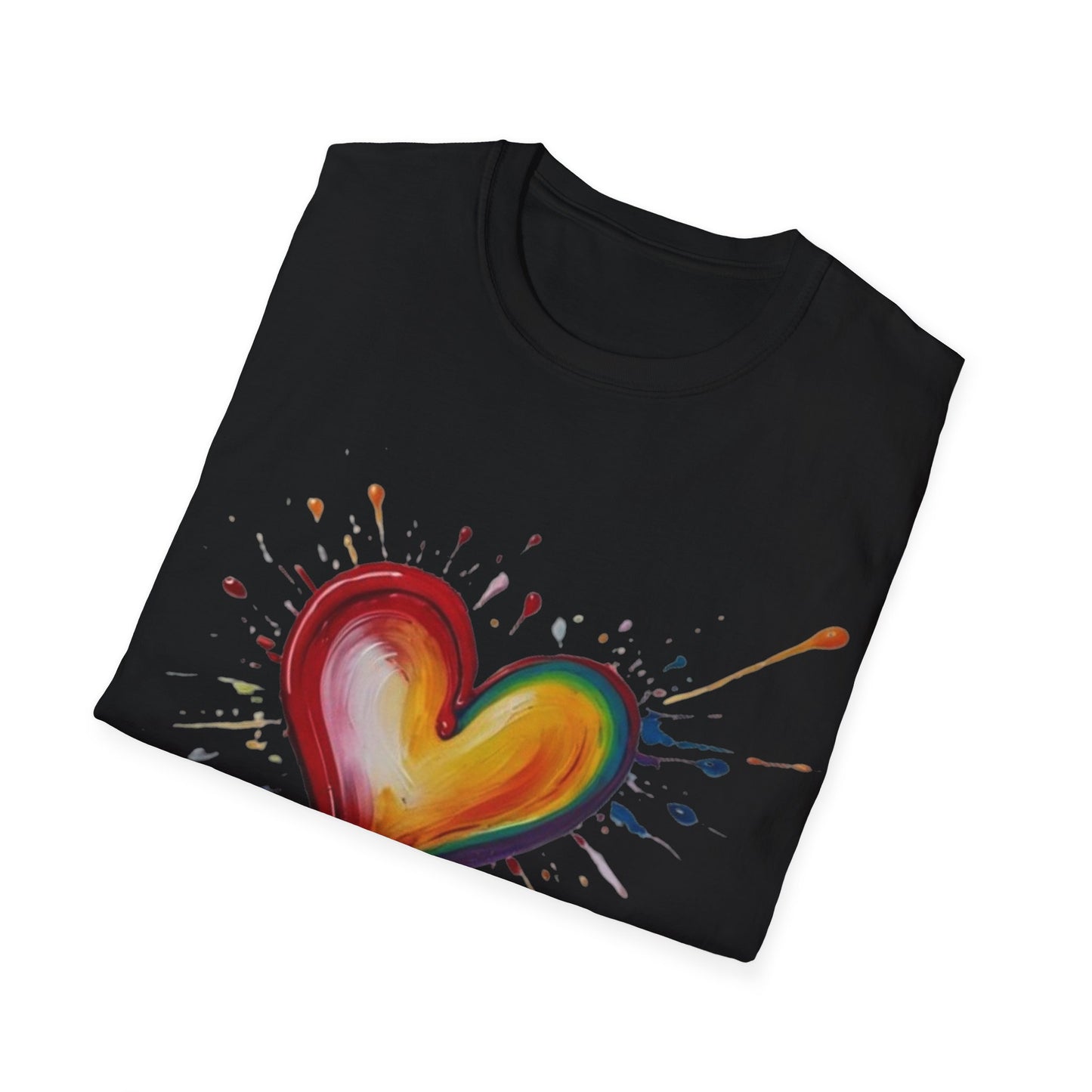 Messy Painted Colourful Slanted Love Heart - Unisex T-Shirt