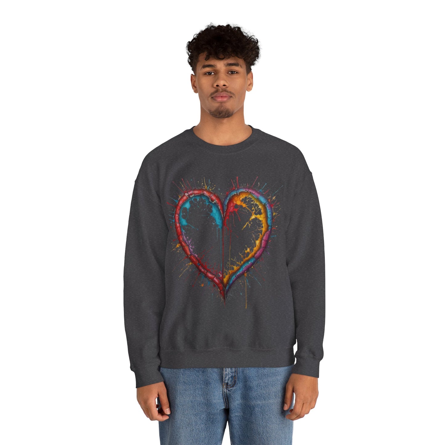 Hollow Colourful Messy Love Heart - Unisex Heavy Sweatshirt