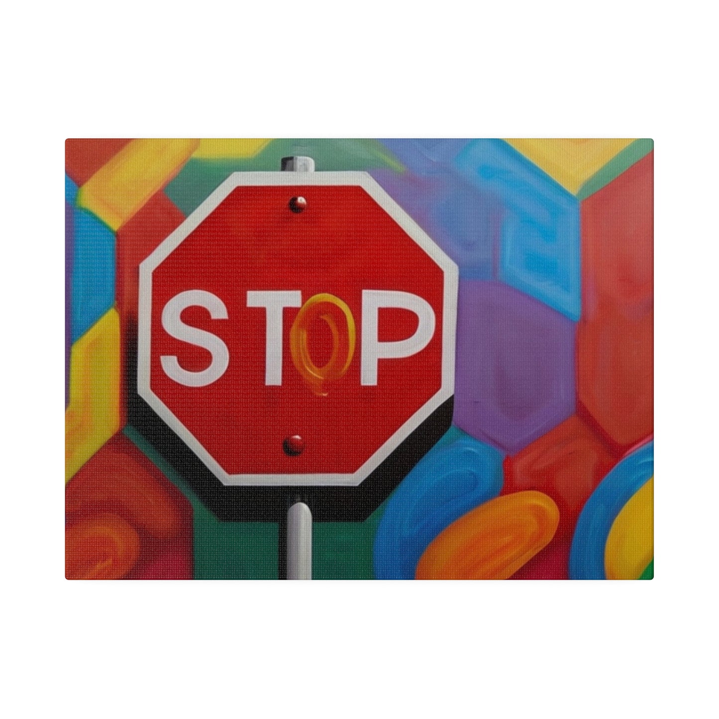 Colourful Stop Sign Canvas - Matte Canvas, Stretched, 0.75"