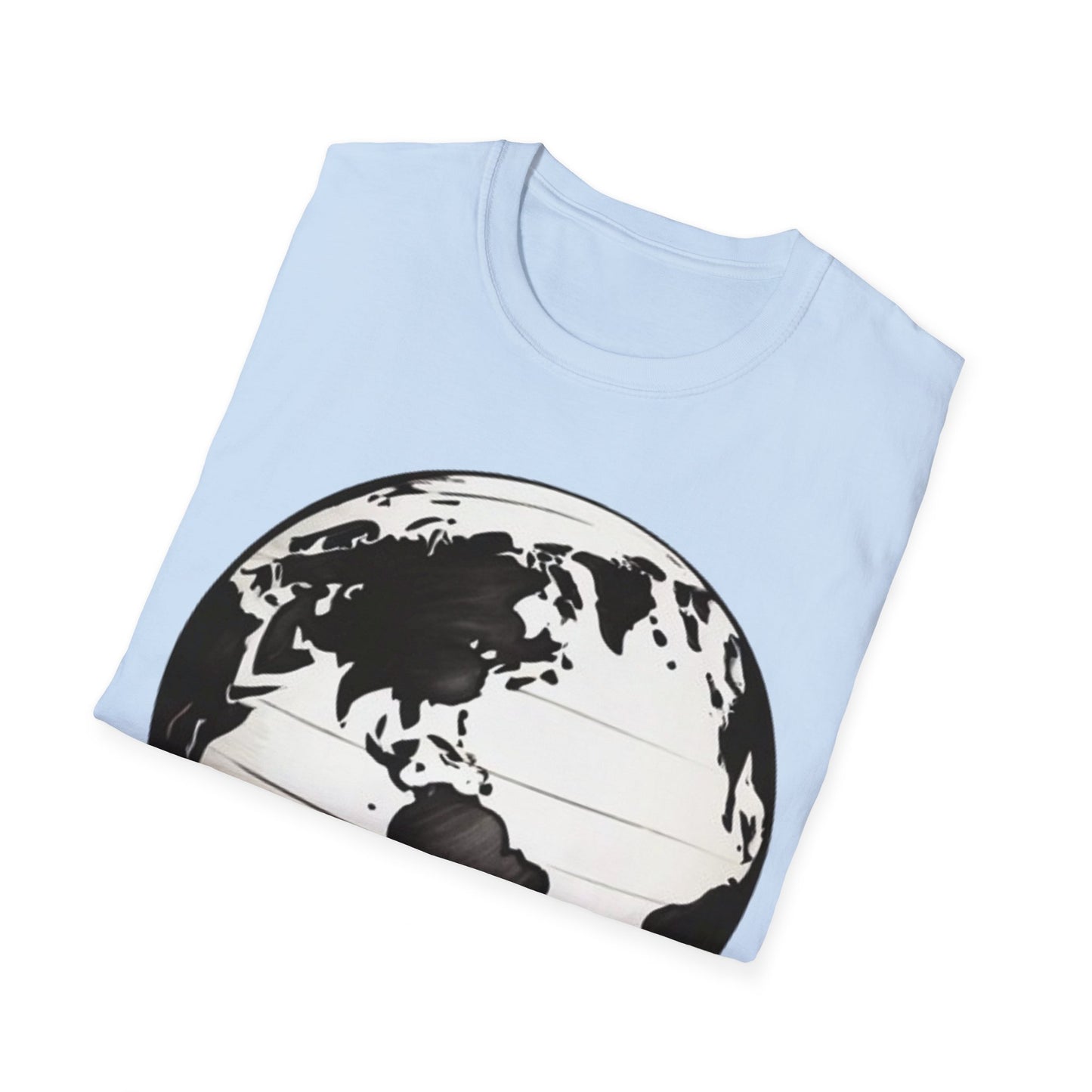 Black and White Earth Sphere Sketch - Unisex T-Shirt