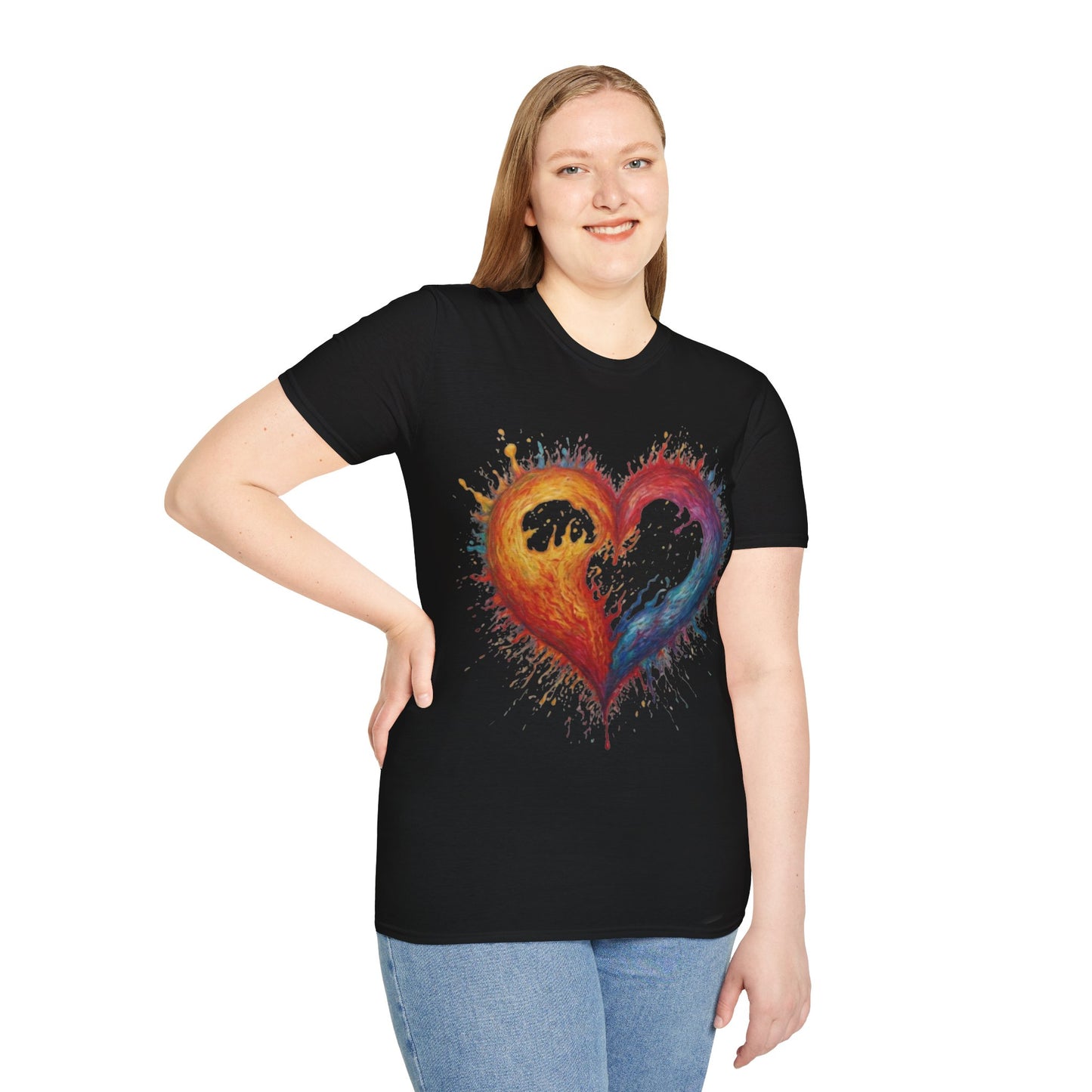 Colourful Burning Love Heart - Unisex T-Shirt