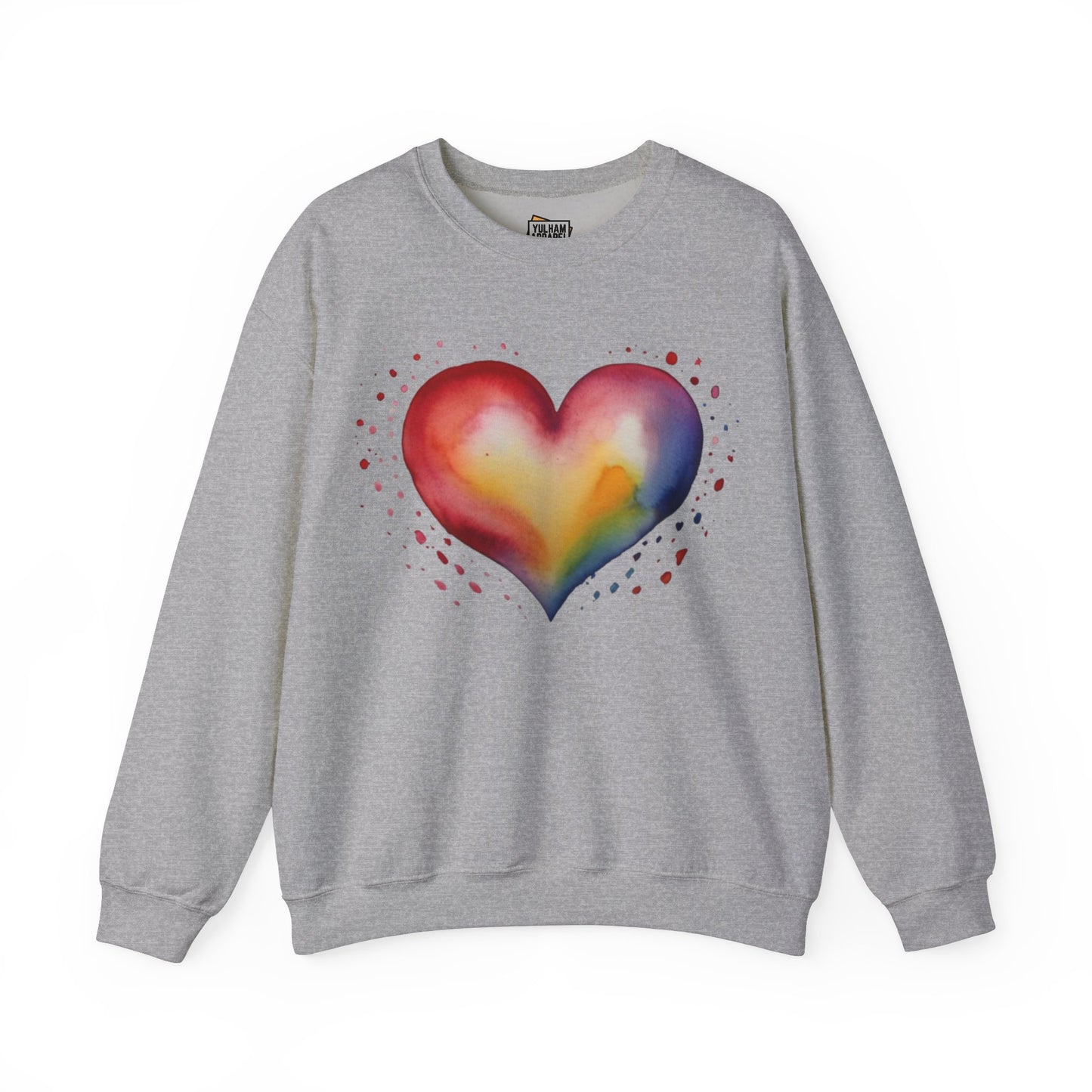 Colourful Watercolour Style Love Heart - Unisex Crewneck Sweatshirt