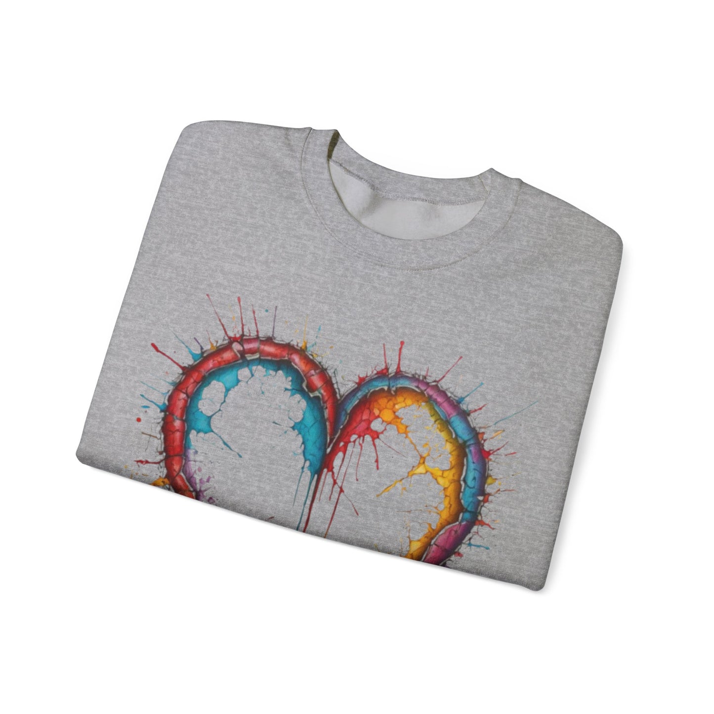 Hollow Colourful Messy Love Heart - Unisex Heavy Sweatshirt