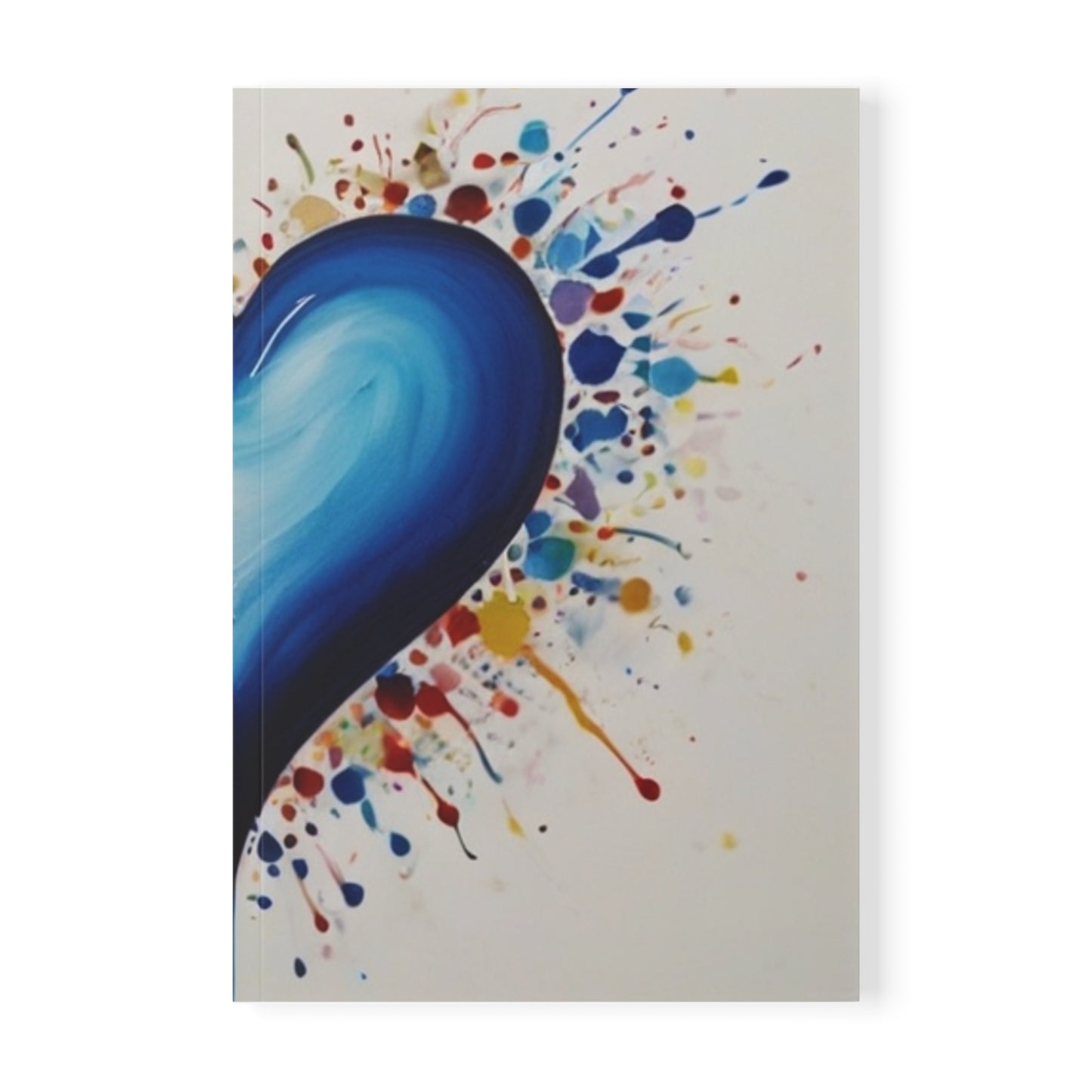 Blue Splatter Paint Love Heart - Softcover Notebook, A5