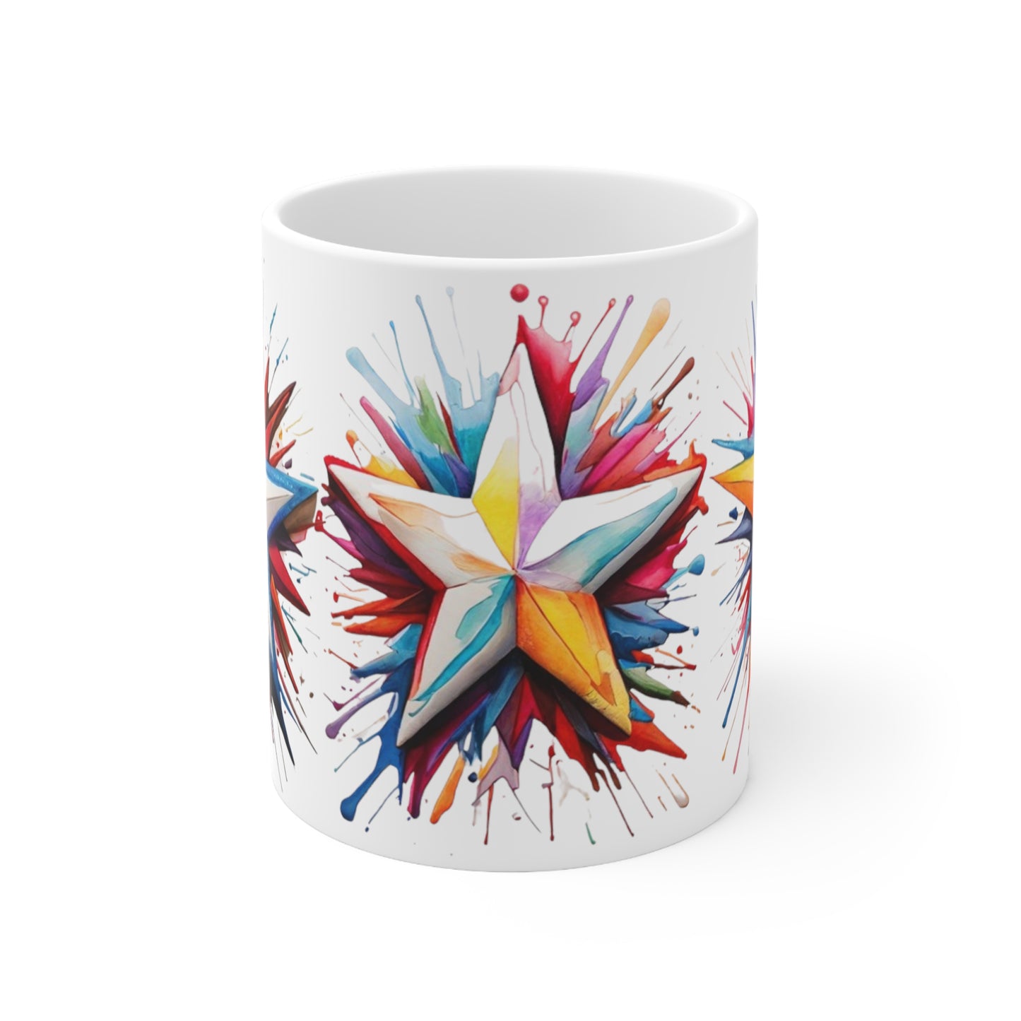 Colourful Stars Art Mug - Ceramic Coffee Mug 11oz