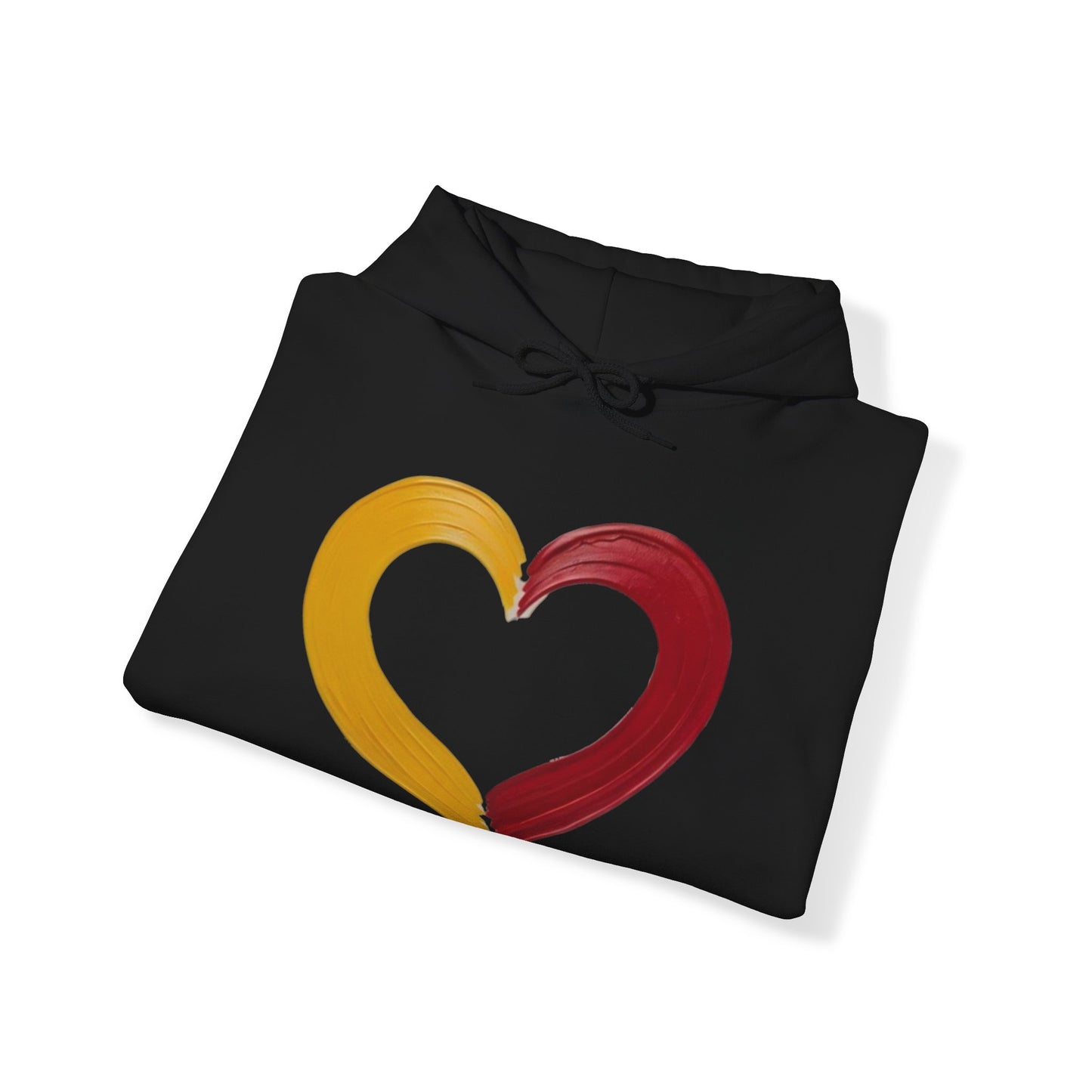 Yellow And Red Paint Love Heart - Unisex Hooded Sweatshirt