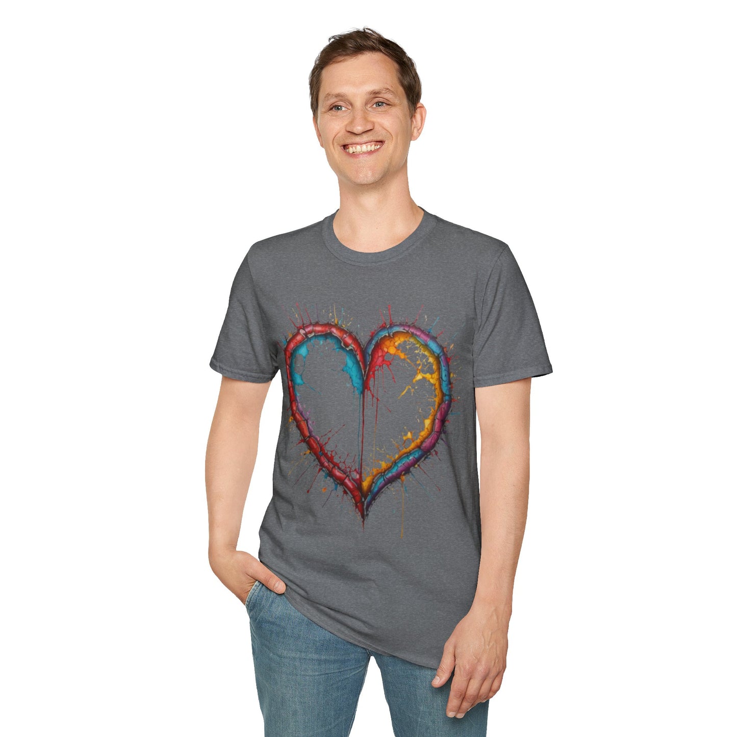 Hollow Colourful Messy Love Heart - Unisex T-Shirt