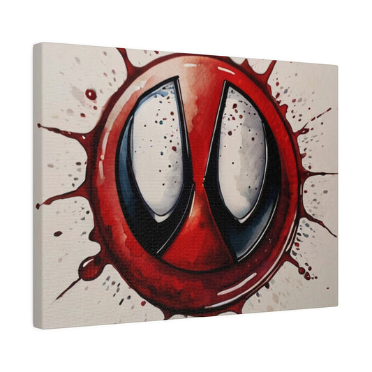Watercolour Deadpool Anime Style Logo Symbol - Matte Canvas, Stretched, 0.75"