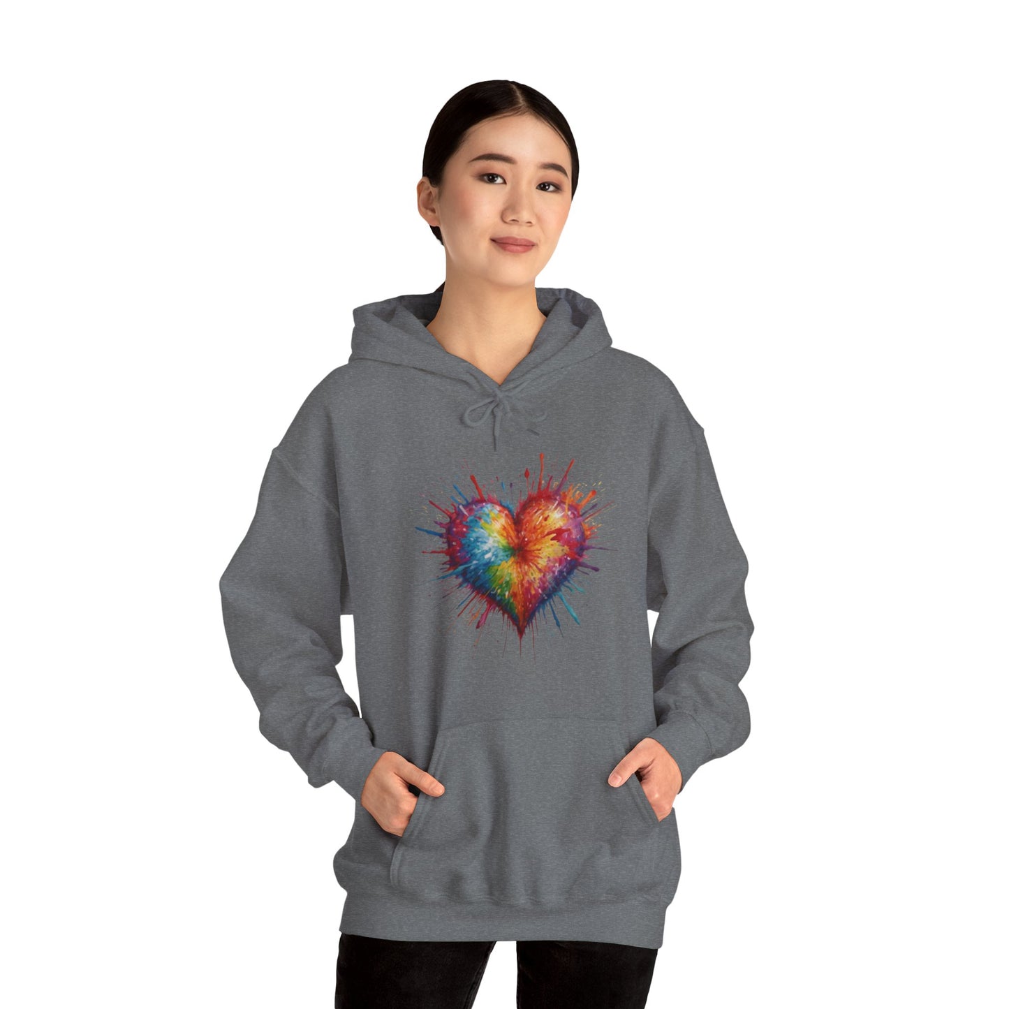 Colourful Messy Exploding Love Heart - Unisex Hooded Sweatshirt