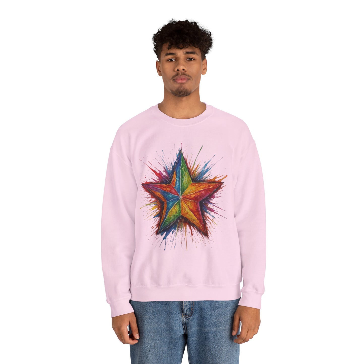 Burning Multicoloured Star - Unisex Crewneck Sweatshirt