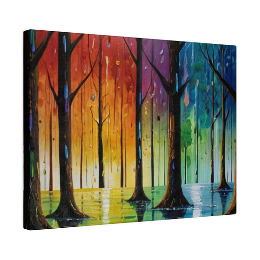 Colourful Downpour In Forest Canvas - Matte Canvas, Stretched, 0.75"