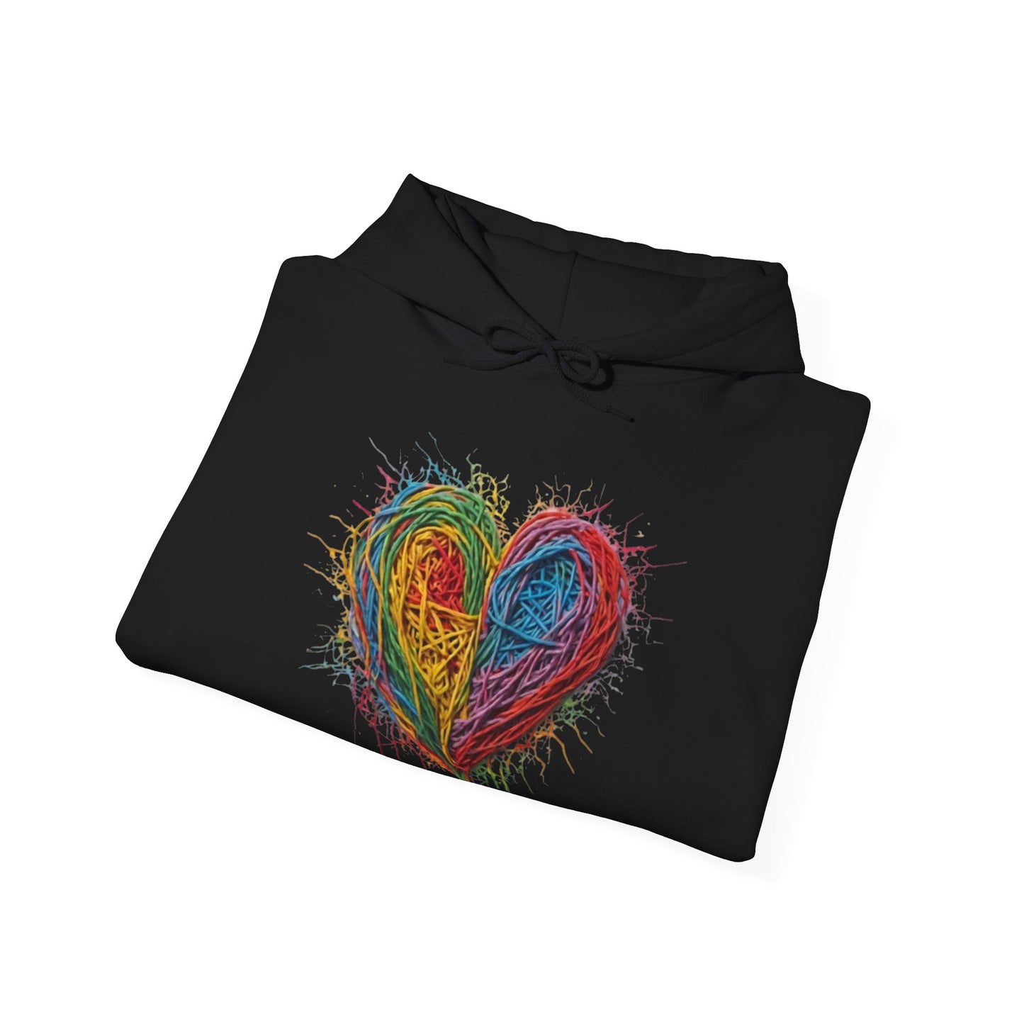 Multicoloured Scoubidou Love Heart - Unisex Hooded Sweatshirt