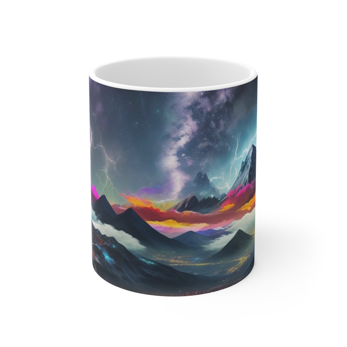 Colourful Mountain Lightnings Mug - Ceramic Coffee Mug 11oz