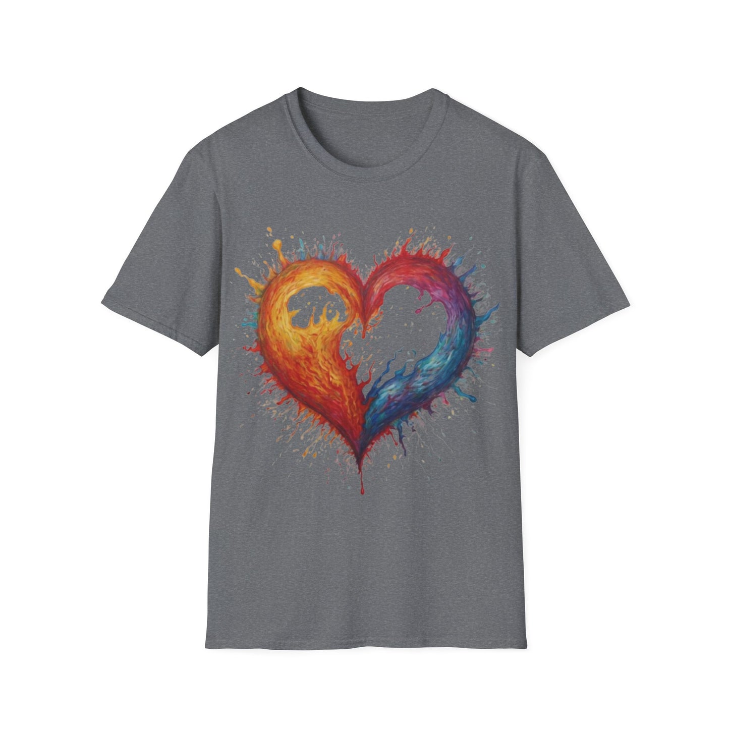 Colourful Burning Love Heart - Unisex T-Shirt